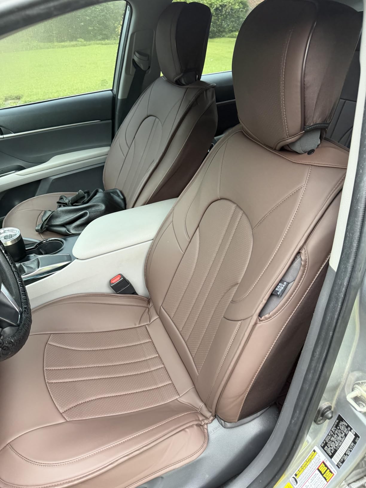 MINGBRON Car Seat Cover Full Set, Leather Car Seat Cover, Waterproof Seat Covers, Car Seat Cushion, Nappa Leather Seat Covers Car Seat Protector Universal Fit Most Cars Black customer photo 2