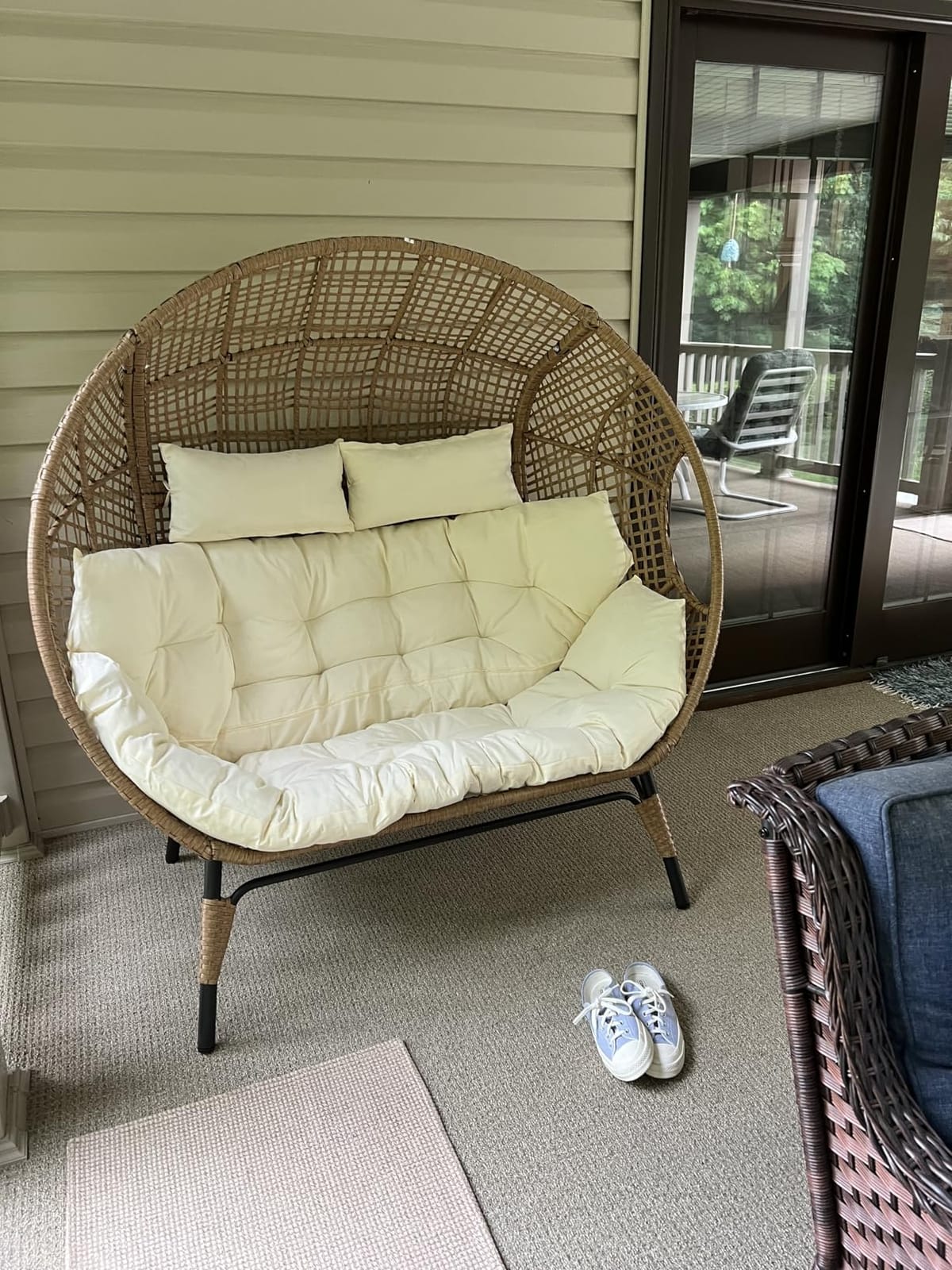 NICESOUL Double Egg Chair Indoor Outdoor Stationary Oversized 6.5