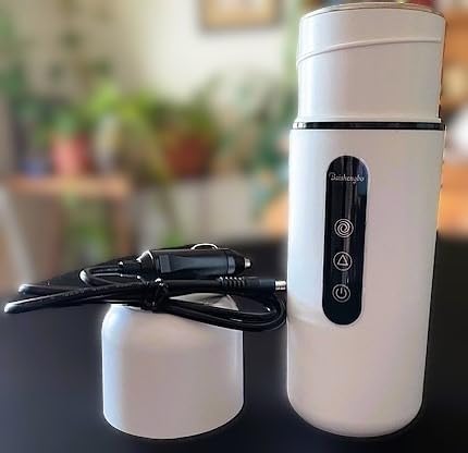 Car Kettle, 12V/24V Portable Electric Travel Kettle 420ML & 304 Stainless Steel Water Boiler with Built-in Magnetic Induction Stirring Temperature Adjustable Mini Water Heater for Tea Coffee Milk customer photo 1