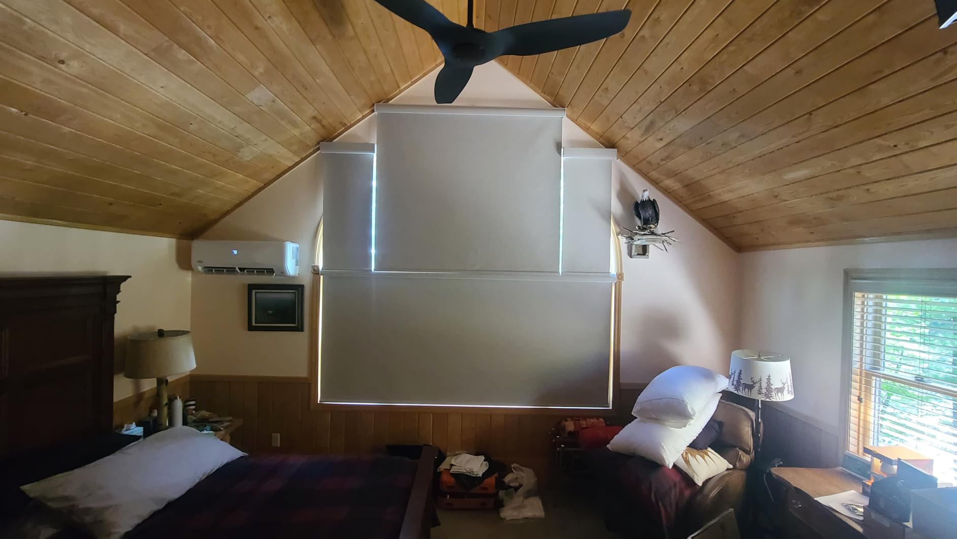 Kincmo Motorized Blinds with Remote,100% Blackout Motorized Roller Shades Work with Apple Homekit,Alexa,Google, Custom Electric Blinds with App,Voice Control (Linen White) customer photo 2