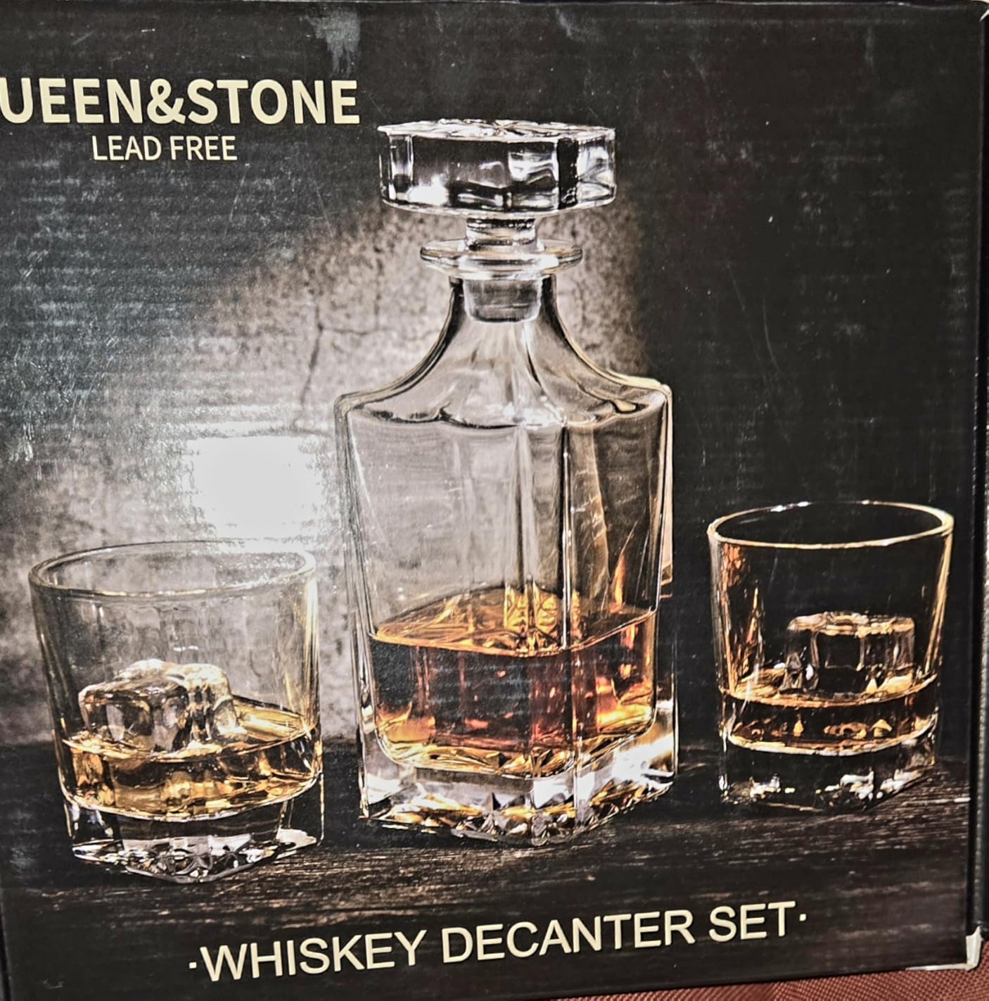 Square 25Oz Whiskey Liquor Decanter Set With 2 Glasses in Box | Decanter Set for Scotch Liquor,Whiskey Wine Bourbon Suit for Men and Women Father Coworkers Lovers customer photo 2