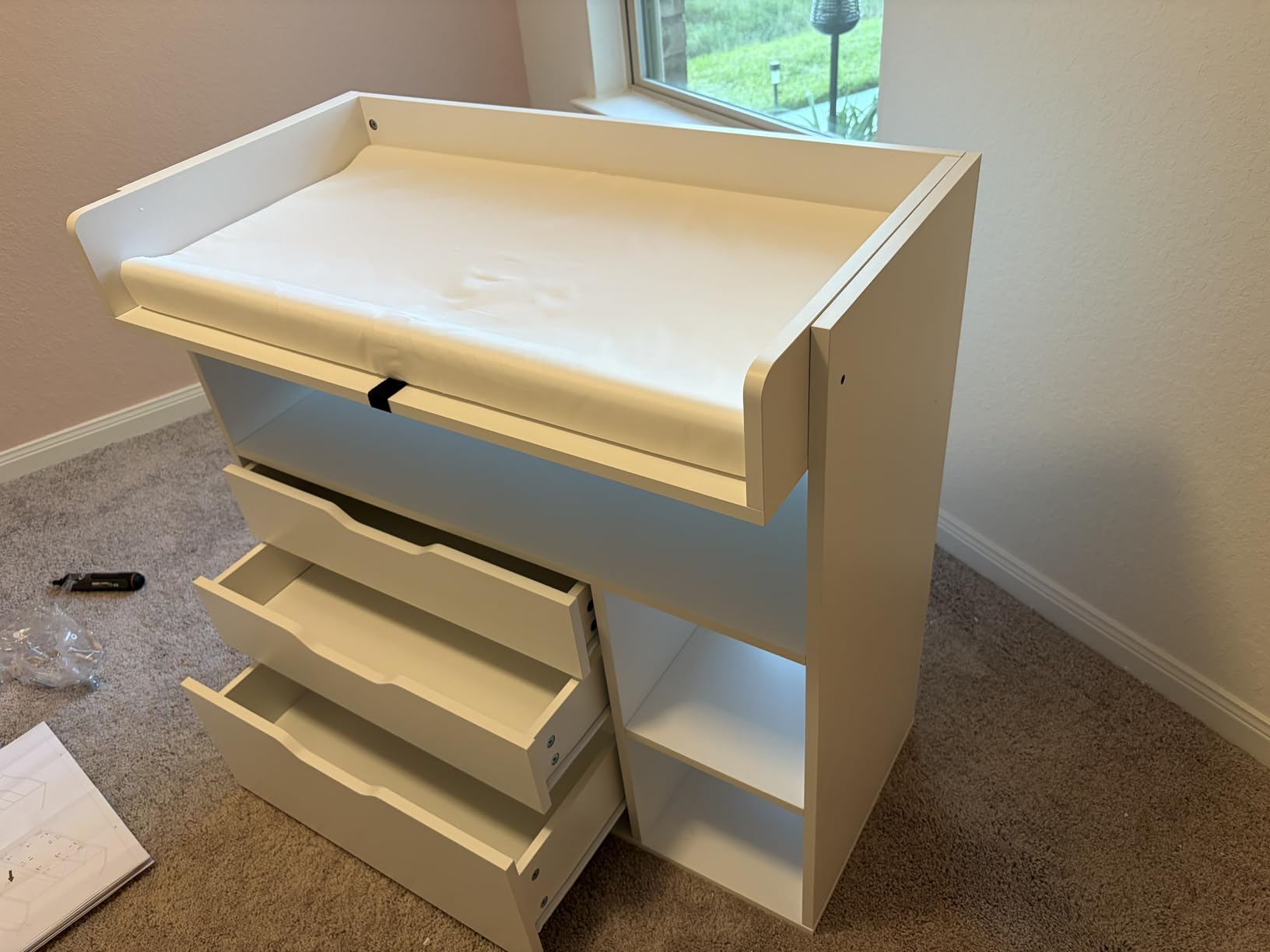 Pipleo Baby Changing Table Dresser with 3 Drawers and 3 Storage Shelves, Can be Used as a Baby Dresser with Changing Table Top, a Baby Changing Station, a Wood Diaper Changing Station (White) customer photo 1
