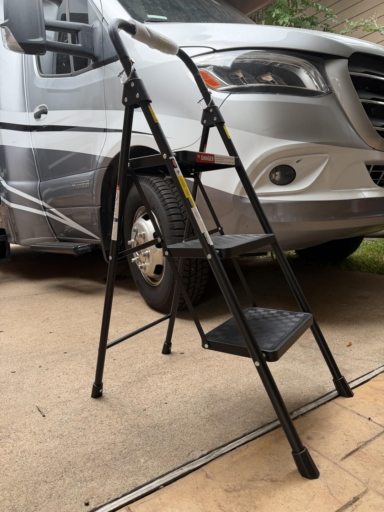 HBTower 3 Step Ladder, Step Stool Foldable for Adults | Wide Anti-Slip Pedal, Lightweight 3 Step Ladders for Home, Black customer photo 1