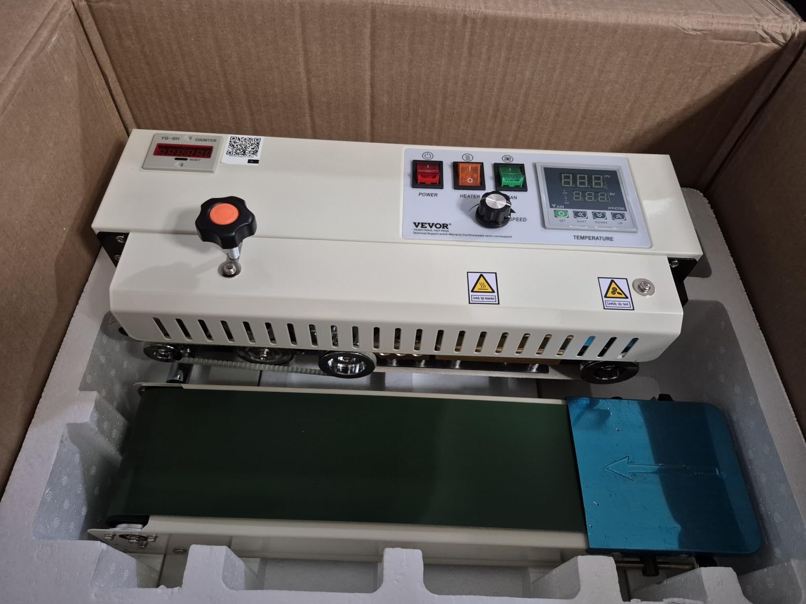 VEVOR Continuous Bag Band Sealing Machine, 0.24-0.47 in/6-12 mm Seal Width, Horizontal Band Sealer Machine with Digital Temperature Control, Carbon Steel Bag Sealer for 0.02-0.8 mm Plastic Bags Films customer photo 2
