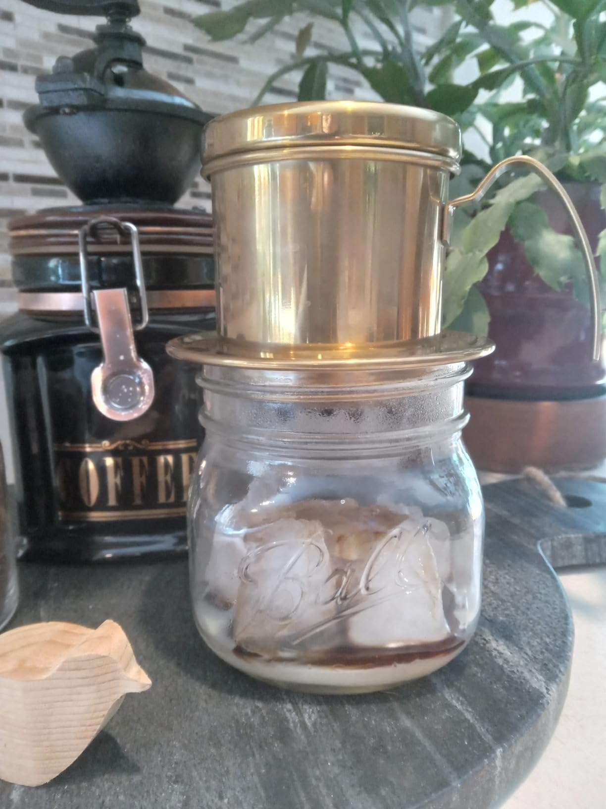 Vietnamese Coffee Dripper Drip Filter Coffee Drip Maker Pot | Stainless Steel Coffee Filter, Vietnamese Coffee Filter Press Coffee Maker (Gold) customer photo 1