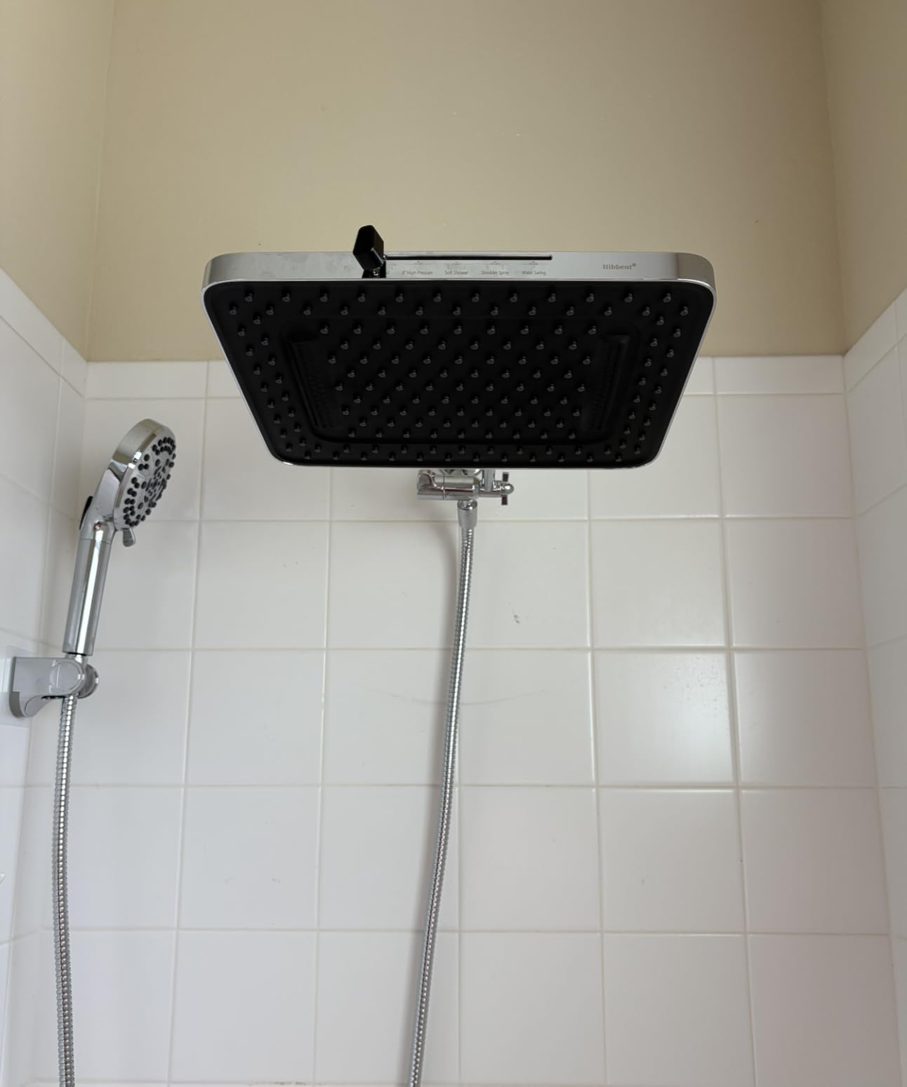 Hibbent 13'' 5-spray Rain Shower Head with 10-Spray Handheld, Chrome | cUPC Certified High Pressure Dual Showerhead Combo, Upgraded Rainfall Shower Head, 12'' Extension Arm, 71'' Hose & Holder customer photo 1
