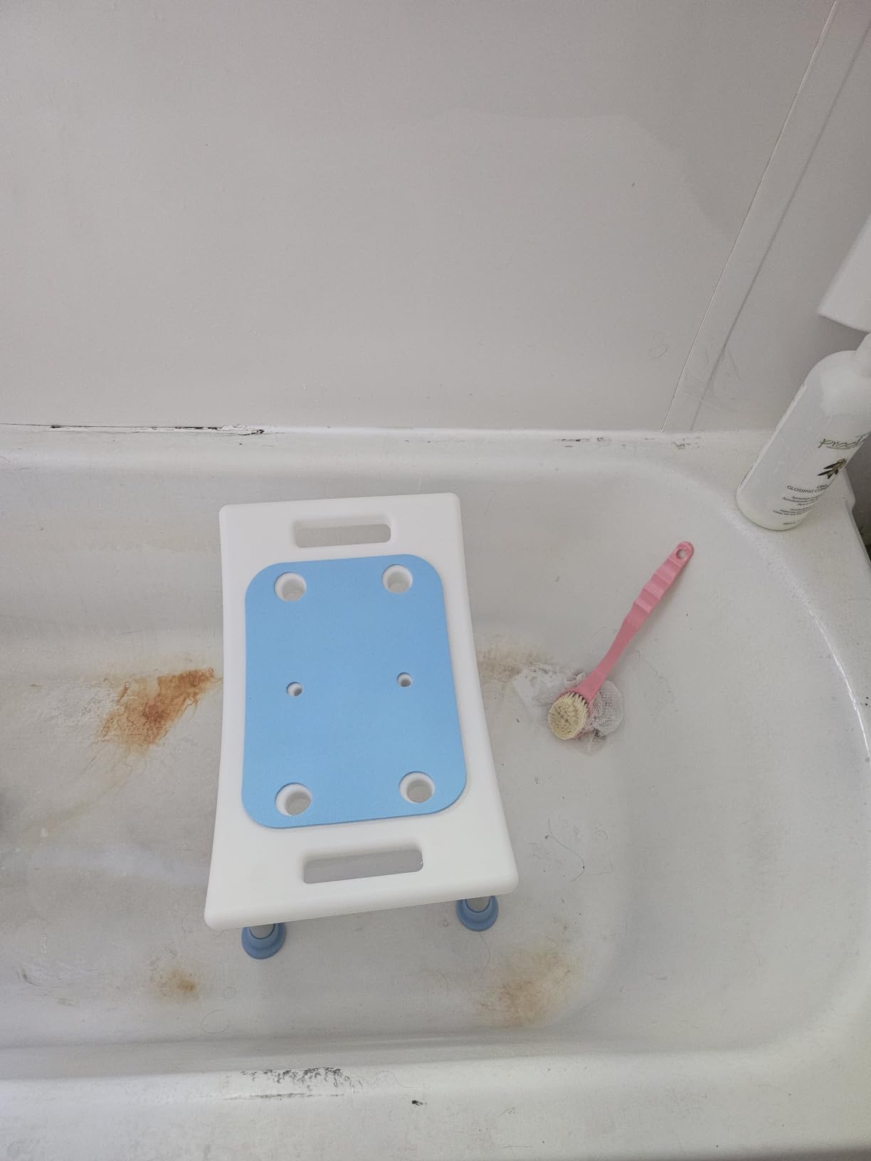 HOMLAND Shower Chair for Inside Shower, Adjustable Height Shower Stool, Shower Seat for Inside Tub Bathroom Bench Bath Chair for Elderly and Disabled, Lightweight Aluminum Frame - Light Blue customer photo 2