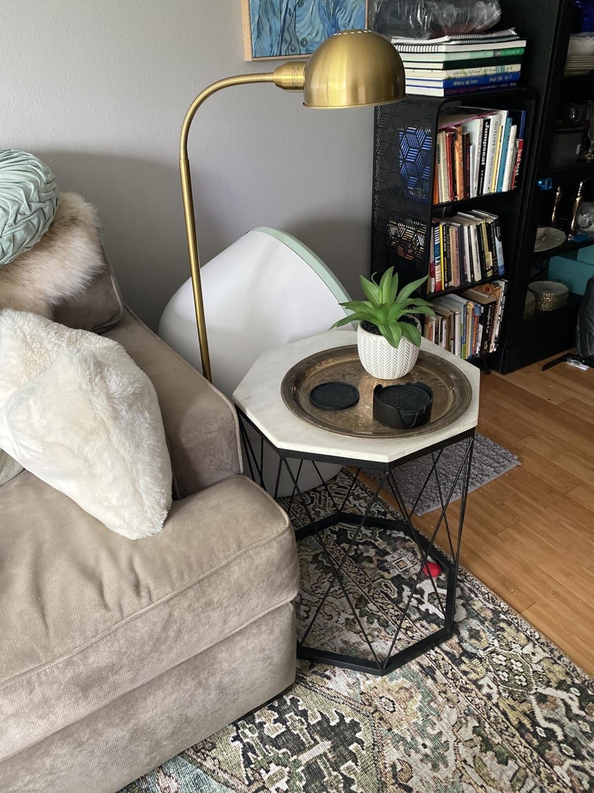 O'Bright Adjustable Floor Lamp with Flexible Gooseneck and Rotatable Shade, E26 Socket, 10-Inch Base - Ideal for Reading, Bedside, Living Room, Black customer photo 1
