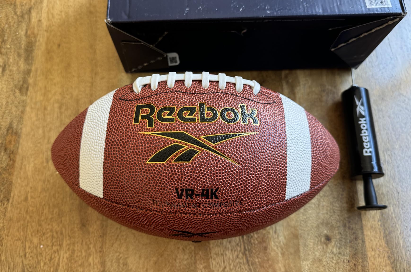 Reebok Football Official Size, Composite Leather, Anti-Slip Grip | Includes Pump & Needle, Varsity, Innovative Soft Grip Technology, Cushion Lining, VR-4K Series customer photo 1