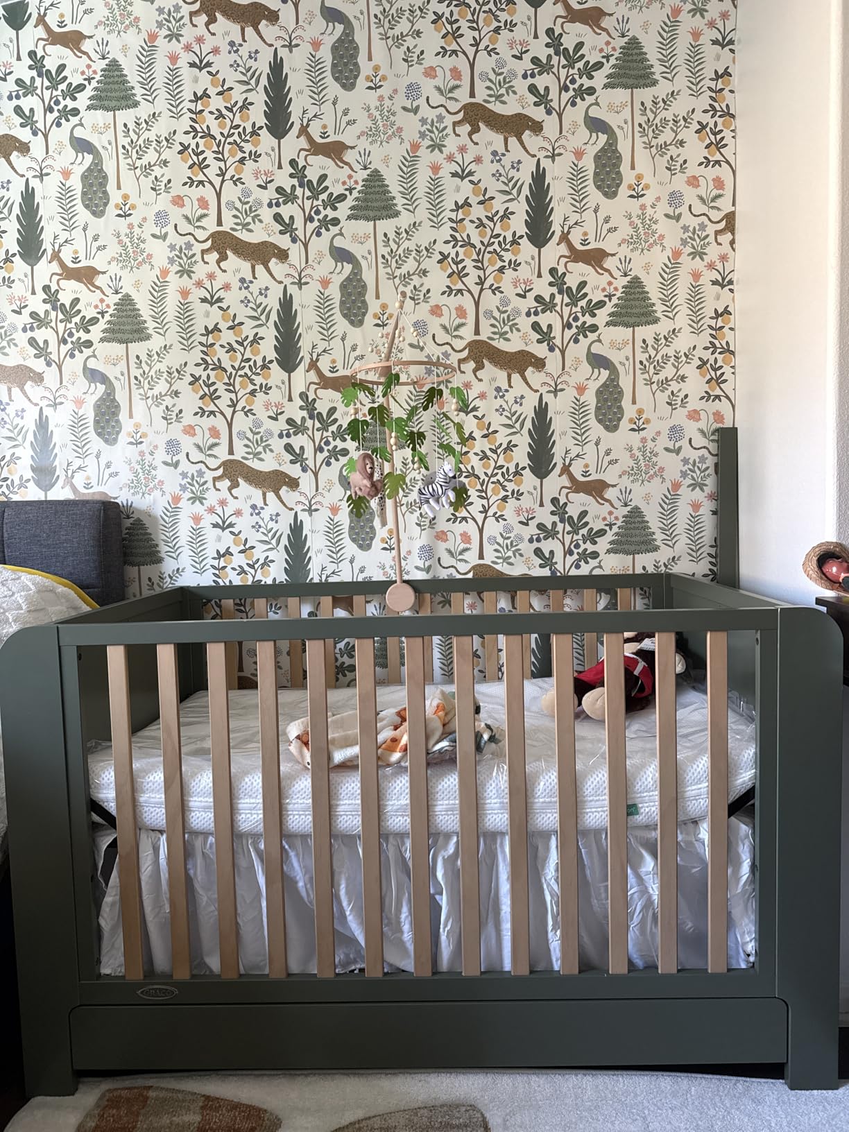 Graco Read-with-Me 4-in-1 Convertible Crib with Drawer, Olive and Driftwood, GREENGUARD Gold Certified customer photo 1