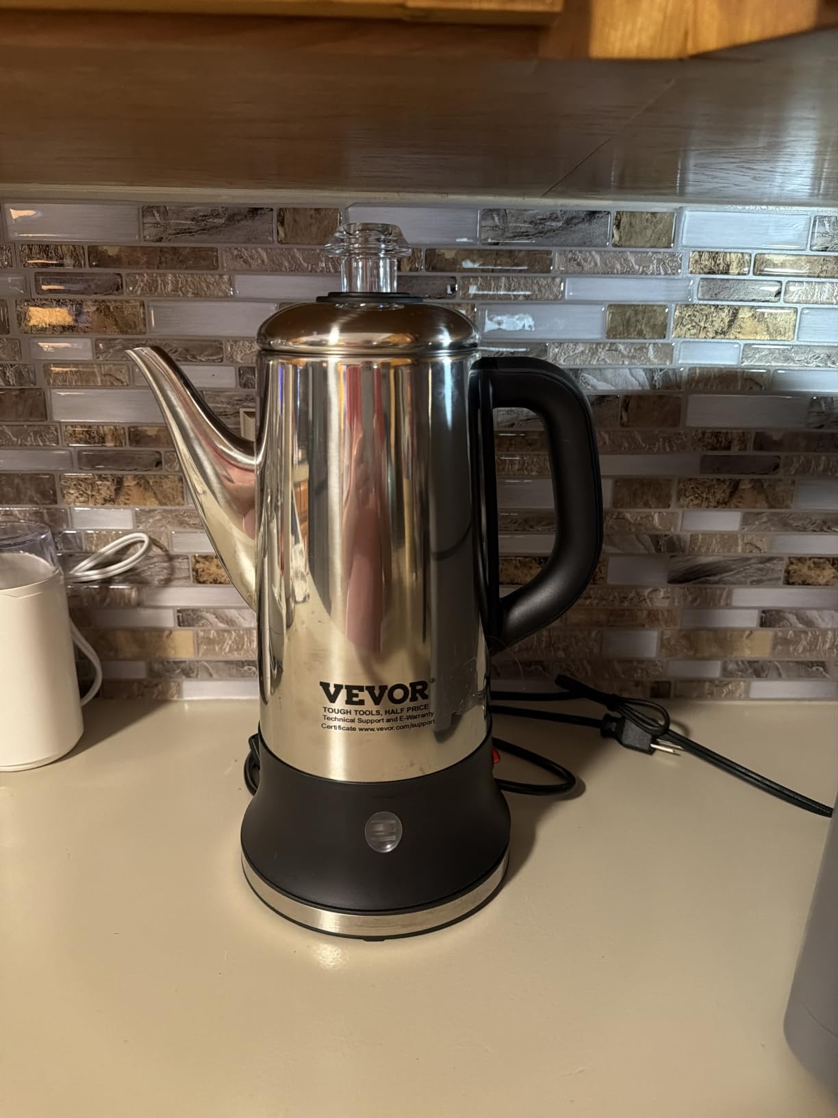 VEVOR 12-Cup Electric Percolator Coffee Pot, 304 Stainless Steel Body Coffee Percolator with Keep Warm Function & Heat-Resistant Handle, Classic Coffee Maker, Quick Brew & Easy-Pour Spout, Silver customer photo 1