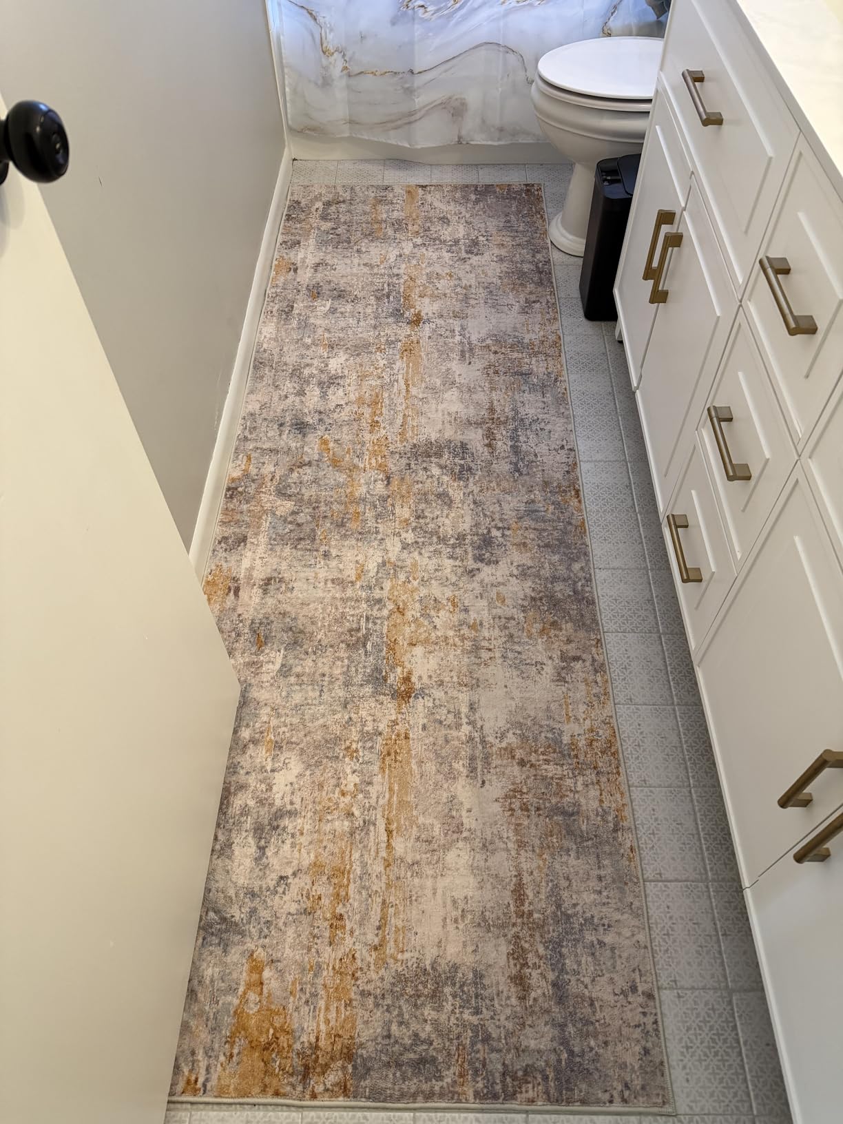 Ompaa 2x6 Rug Runners for Hallways Kitchen Runner Rug Non Slip Washable Grey Long Runner Rugs with Rubber Backing Soft Abstract Carpet Runner customer photo 2