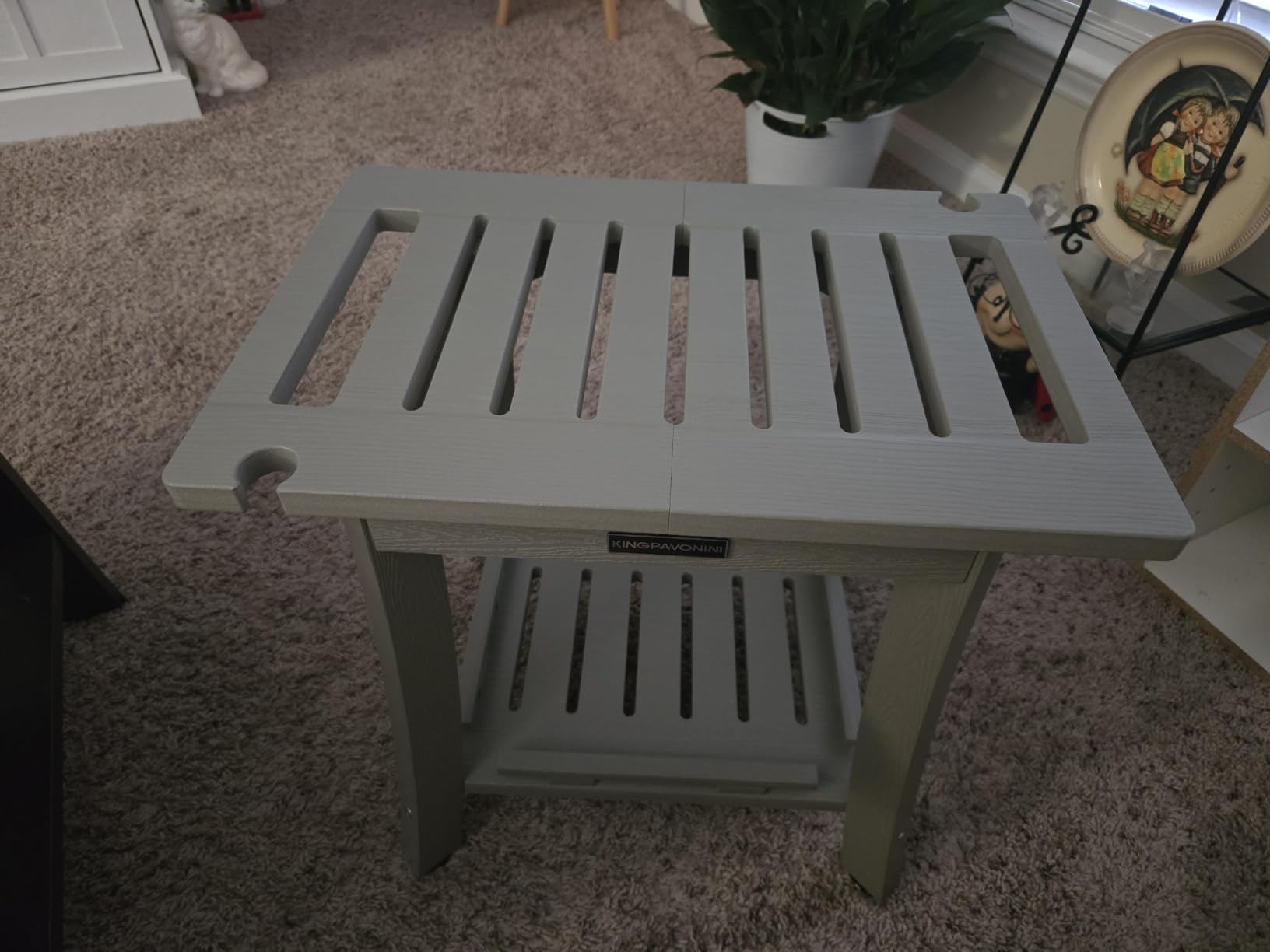 KingPavonini HDPS 18.6'' Shower Bench for Inside Shower to Sit on, GM | Waterproof Shower Stool for Shaving Legs, 400 lb, Bathroom Chair Seat with Storage Shelf, for Tub/Outdoor Use, Quick Assembly customer photo 2