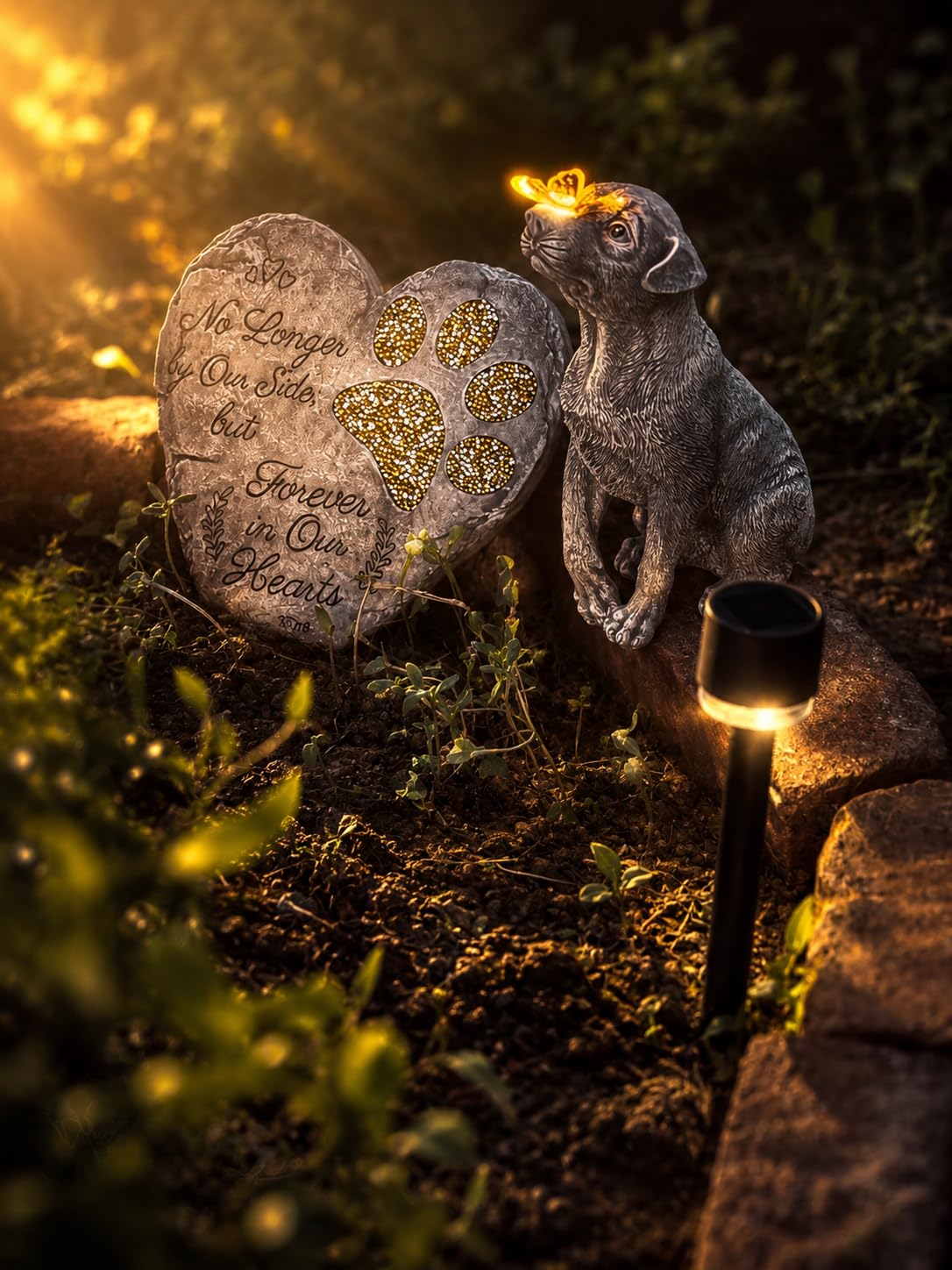 Goodeco Dog Statue with Solar Butterfly Garden Decor | Ideal gifts for mom, dad or birthdays, beautifully crafted outdoor decorations to wow your guests customer photo 1