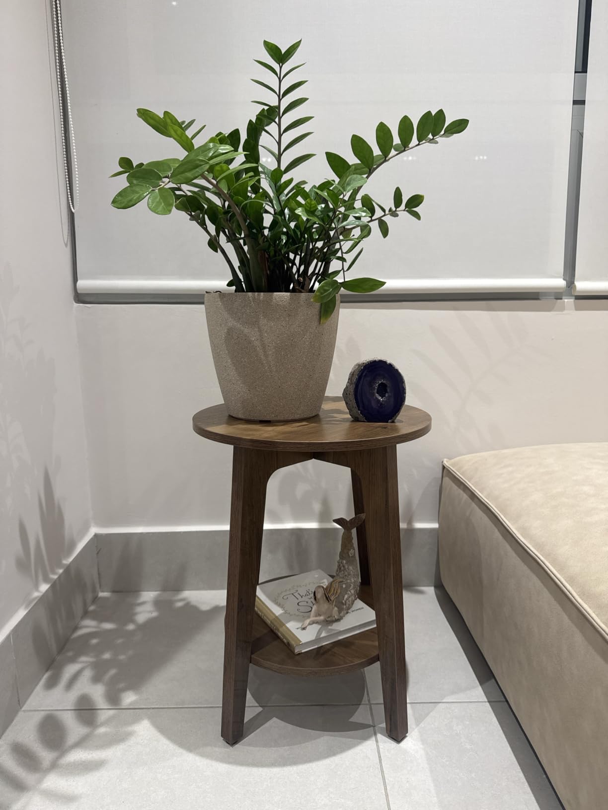VASAGLE MAEZO Collection - Set of 2 Side Tables, 2-Tier Small Round End Tables, Nightstands with Tapered Legs, Curved Transitions, for Small Spaces, Living Room, Bedroom, Honey Brown ULET289K01 customer photo 1