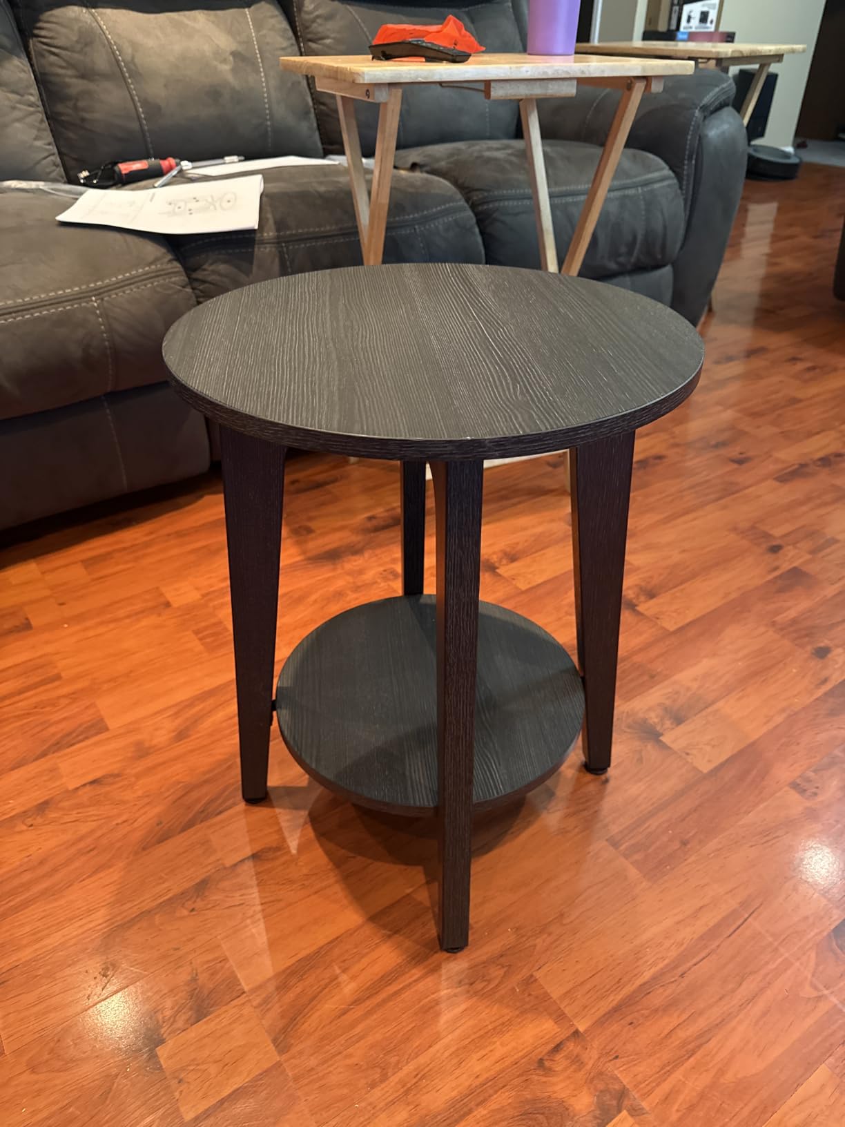 VASAGLE MAEZO Collection - Set of 2 Side Tables, 2-Tier Small Round End Tables, Nightstands with Tapered Legs, Curved Transitions, for Small Spaces, Living Room, Bedroom, Honey Brown ULET289K01 customer photo 2
