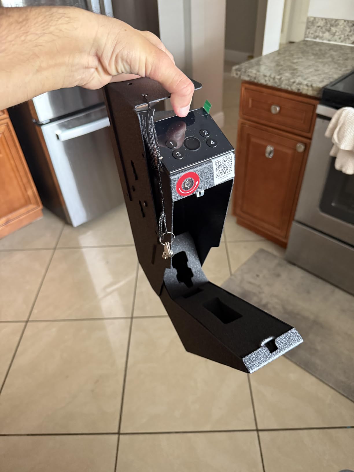 KornerBatl Quick Access Biometric Bedside Gun Safe for handgun | 2 in 1 Mounted Drop Down Nightstand Pistol Safe with Fingerprint & Passcode & Key 3 Ways, Birthday Gifts for Men customer photo 2