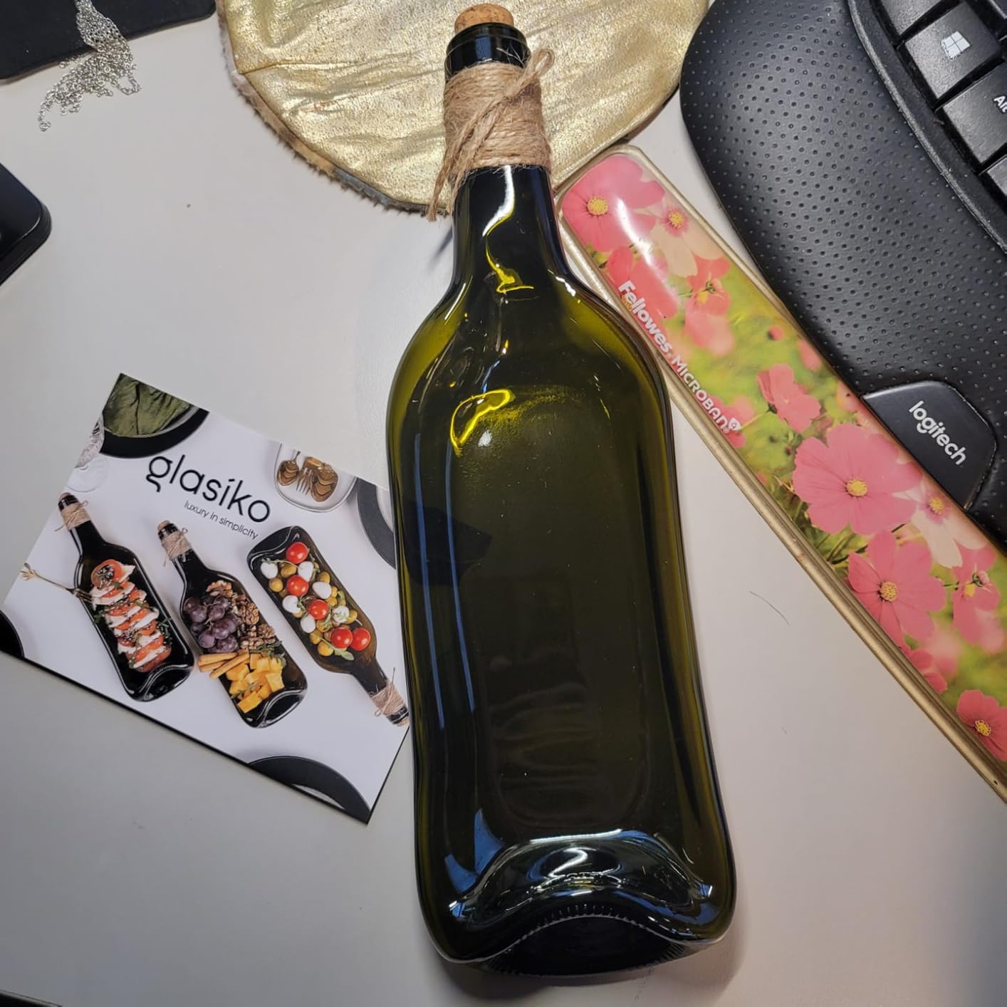Melted Wine Bottle Serving Board; Decorative Rectangle Serving Tray for Home Decor; Small Cheese Platter Serving Board; Unique Cheese and Cracker Tray for Dinner Party customer photo 2