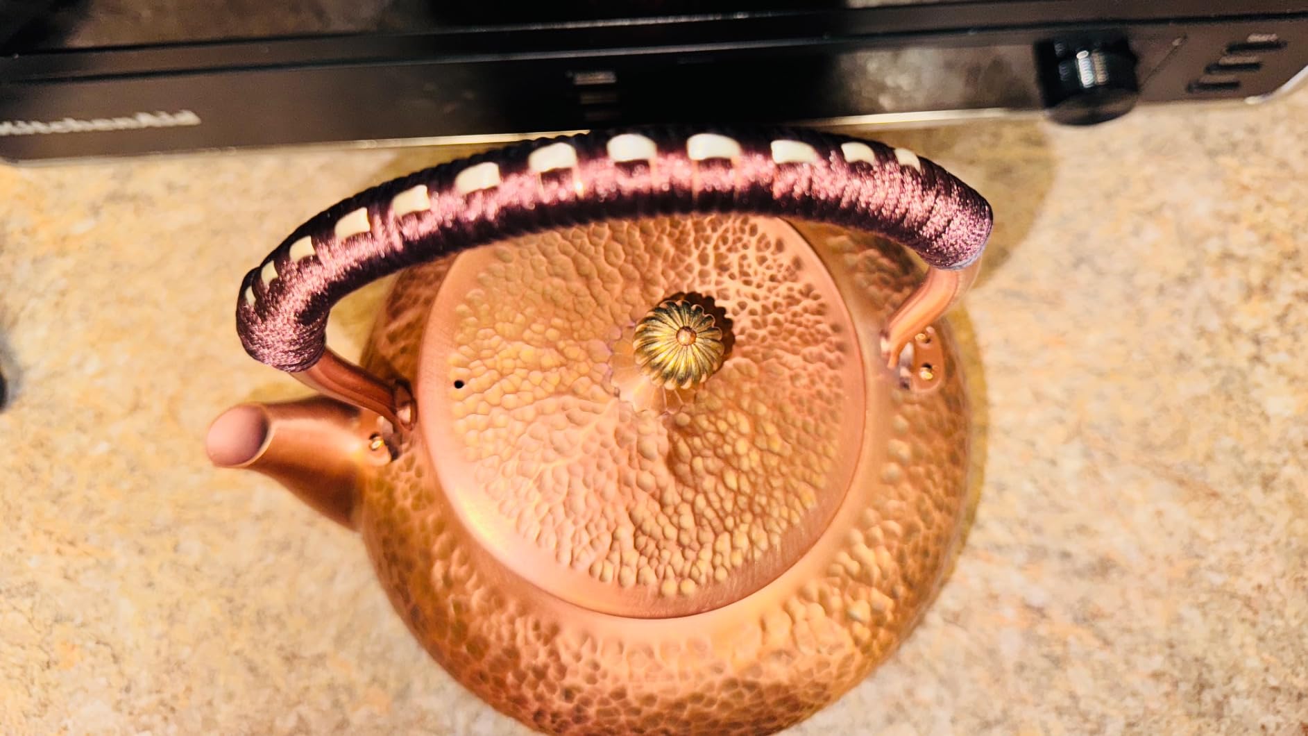 YJX Copper Tea Kettle For Stovetop, Japanese Style Non-Coating Pure Copper Teapot with Stainless Steel Infuser For Loose Tea, Large and Solid Tea Pot For 3-7 Cups (2000ml) customer photo 1