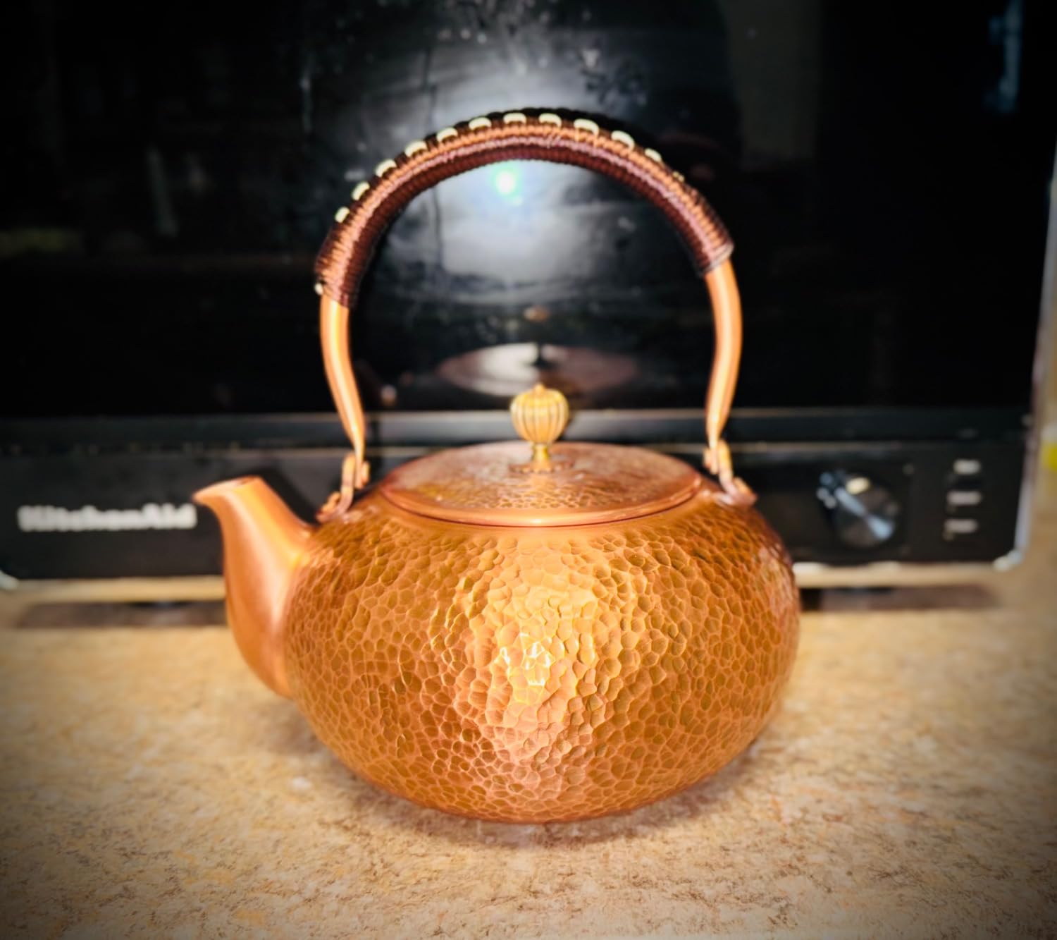 YJX Copper Tea Kettle For Stovetop, Japanese Style Non-Coating Pure Copper Teapot with Stainless Steel Infuser For Loose Tea, Large and Solid Tea Pot For 3-7 Cups (2000ml) customer photo 2