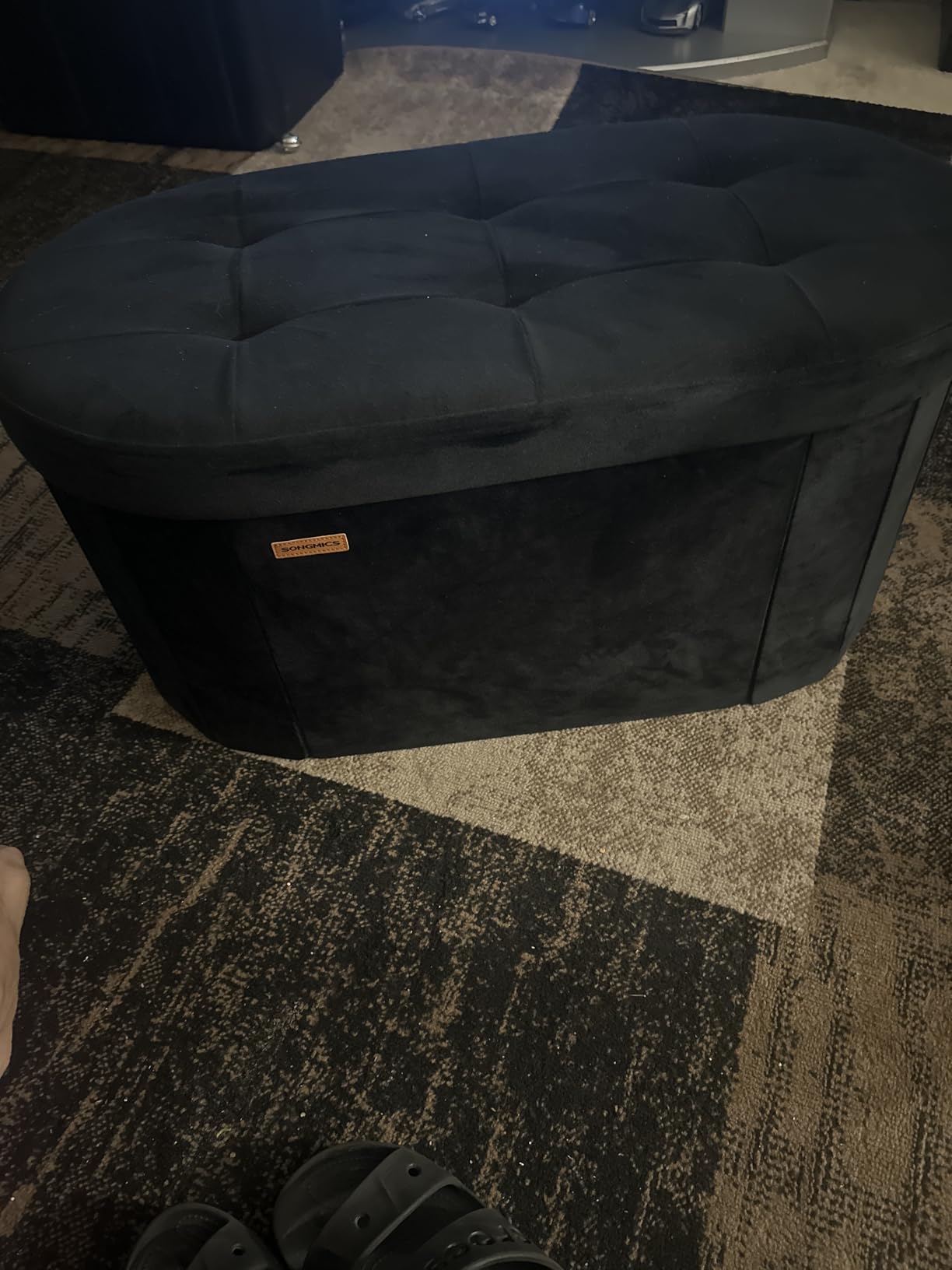 SONGMICS Small Folding Storage Ottoman, 15 x 15 x 15 Inches | Foot Rest Stool, Load up to 660 lb, Cream White and Ink Black, MINOTA Collection ULSF095W01 customer photo 1