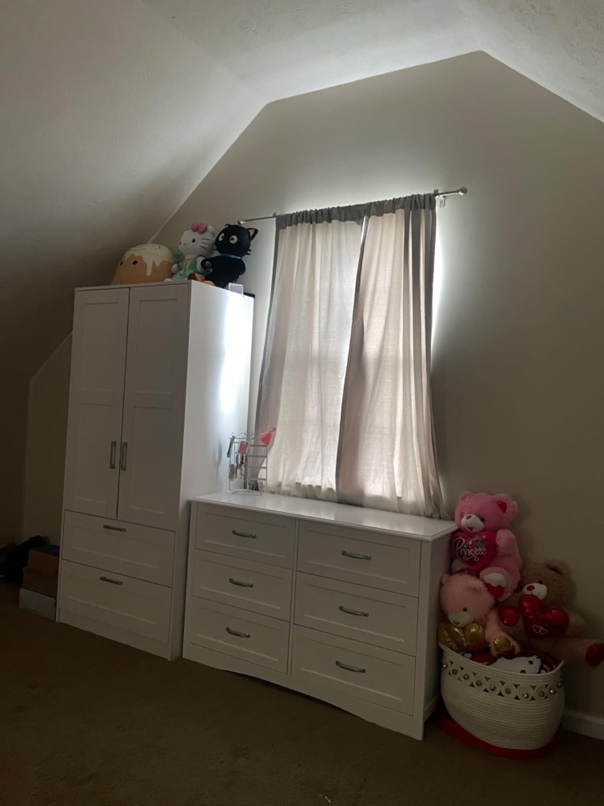 Fenghua Lizhi Wood White Wardrobe Closet with 2 Doors and 2 Drawers, Bedroom Freestanding Armoire Storage Cabinet with Shelves, Wooden Wardrobe Combination for Hanging Clothes (White 2 Drawers) customer photo 2