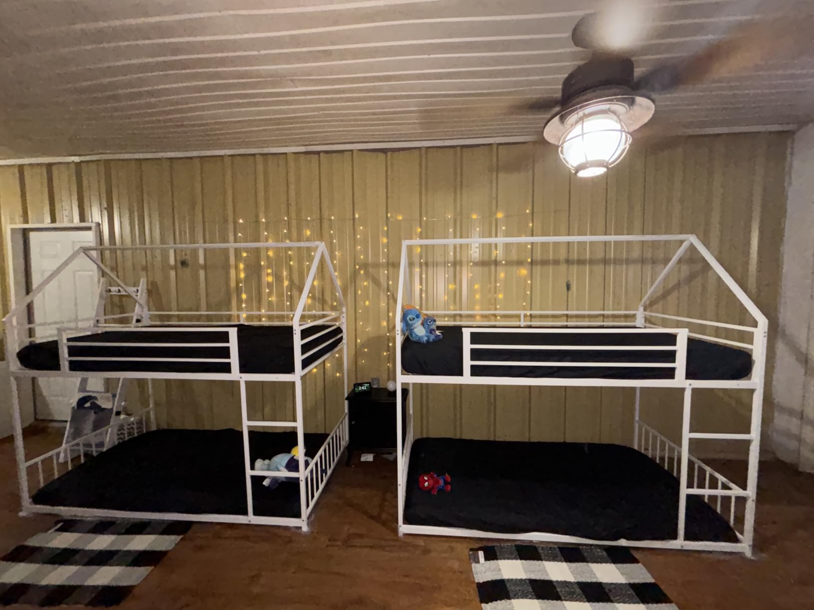 LIKIMIO Bunk Bed Twin Over Twin, House Bunk Bed Frame with Ladder, Black | Twin Over Twin Bunk Bed. Metal frame with guardrails. House shaped with Metal Slats for bedroom. No box spring. Space Saving customer photo 2