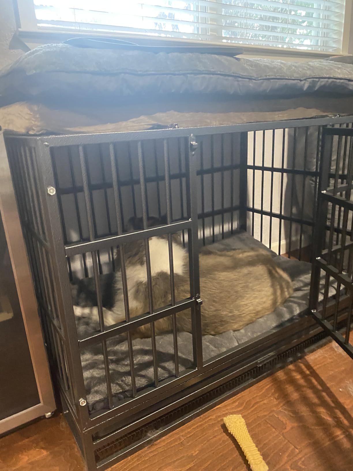 Oranland 48-Inch Heavy Duty Dog Crate for Large Dogs | Indestructible Dog Cage with Escape-Proof Lock, Double Doors, Secure Locks, Removable Wire Tray for High Anxiety Dogs customer photo 1