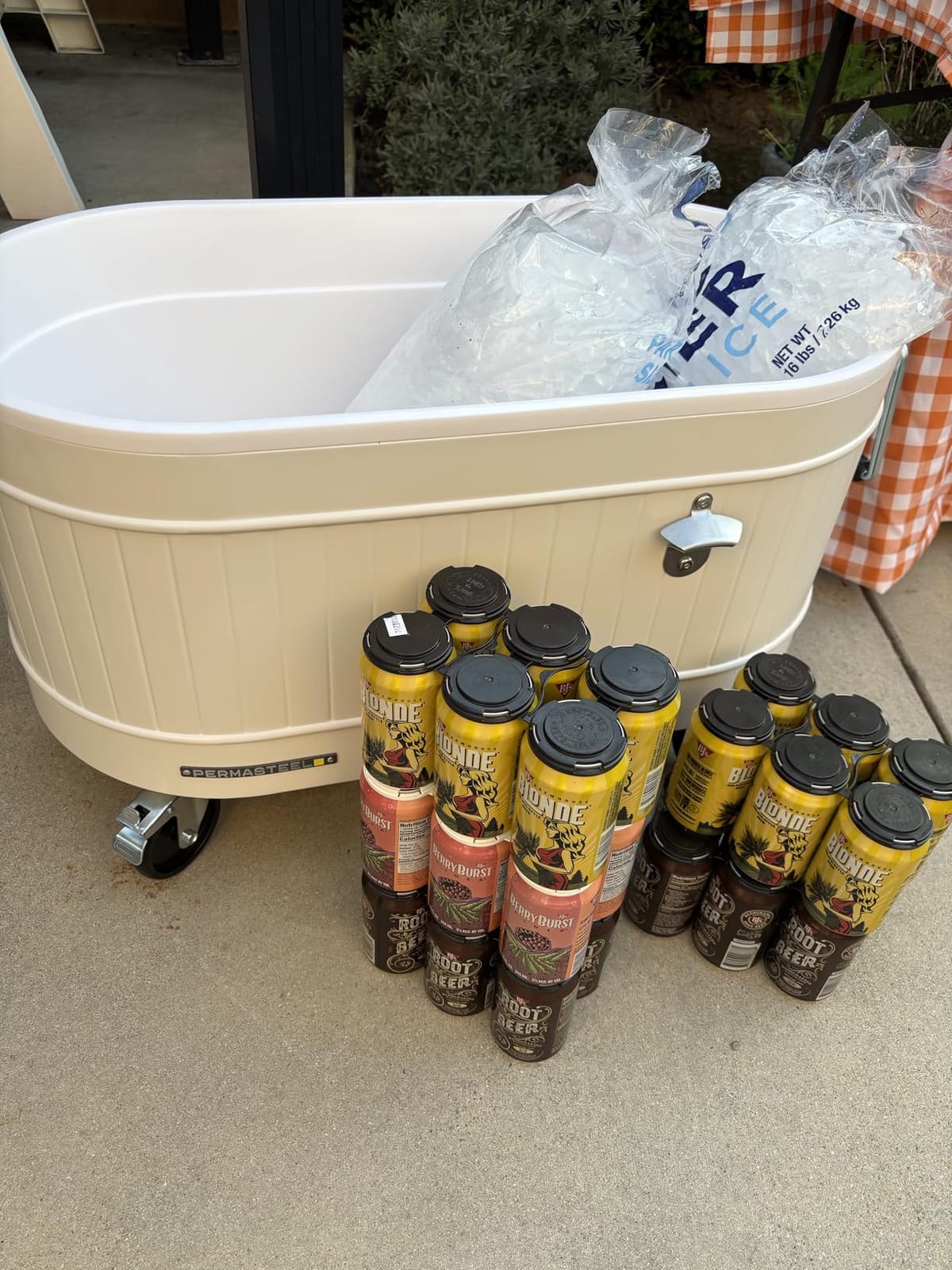 Permasteel Rolling Patio Cooler - Large Outdoor Ice Chest with Wheels, Beverage Cooler for Backyard, BBQ, Tailgate, Beach, Parties, Rustic Farmhouse Design customer photo 1