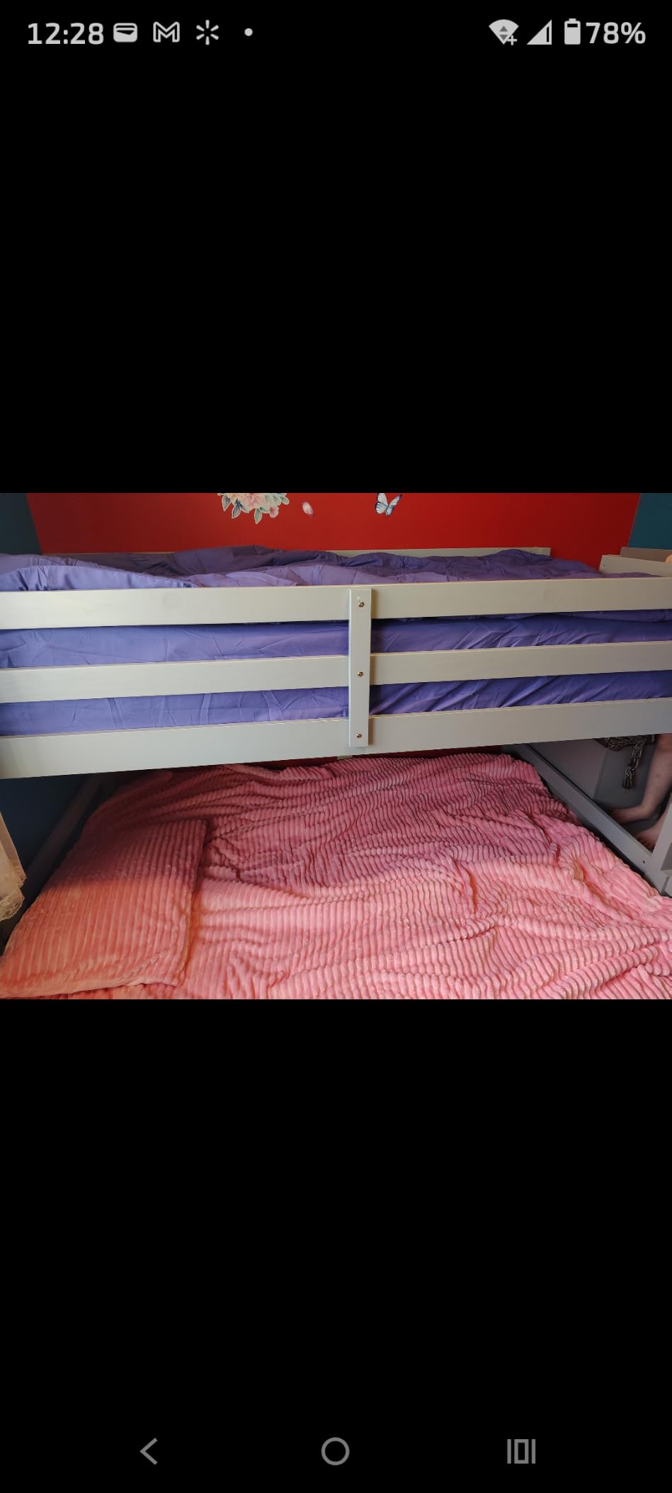 GIANTEX Twin Over Twin Bunk Bed with Stairs, Solid Wood Floor Bunk Bed with Storage Staircase & Full-Length Guardrails, Low Bunk Bed for Kids, White customer photo 2