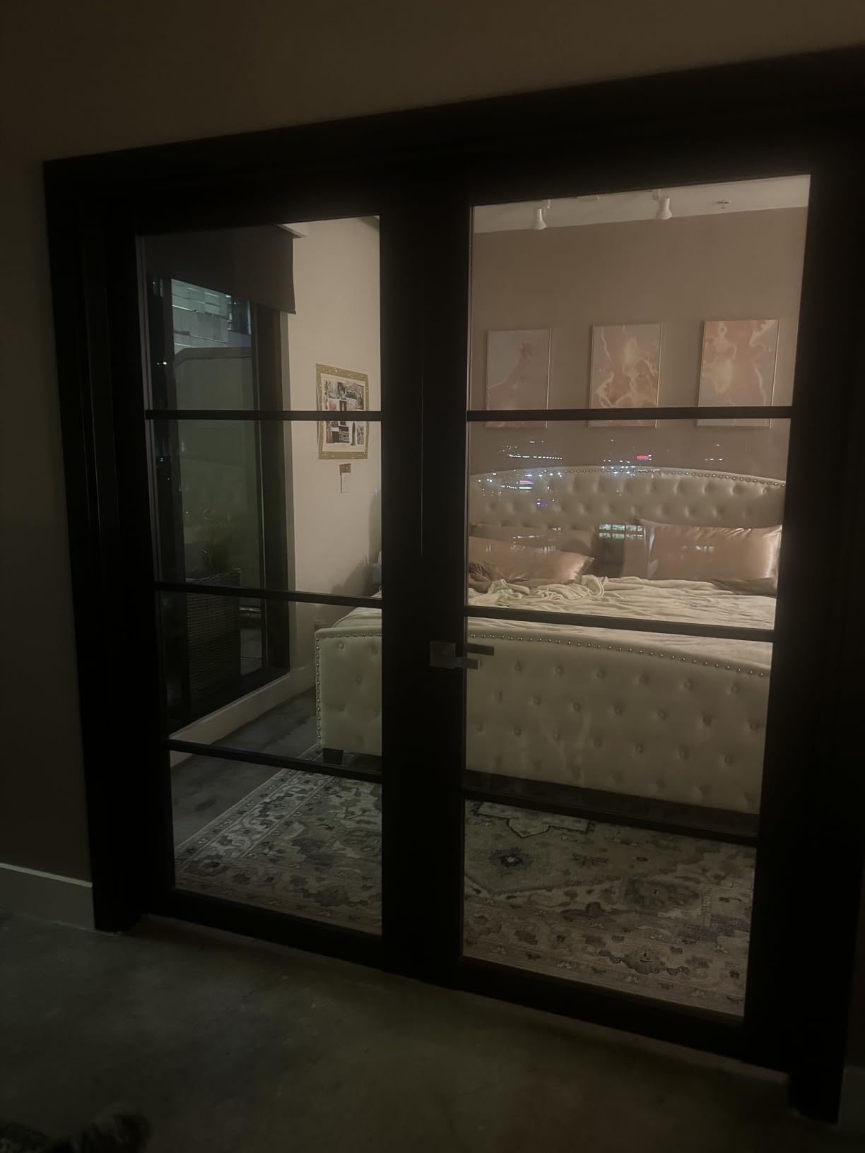 SARTODOORS Lucia 2466 | Double Swing Interior French Doors | Clear Glass, Solid Wood | Frame & Hardware Included | 48 x 80, Black Matte, Modern customer photo 2