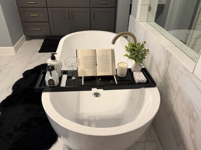 ROYAL CRAFT WOOD Premium Foldable Bathtub Tray Caddy - Wood Bath Tray for Tub, Bamboo Shelf, Expandable Bath Table Trays, Bathtub & Bathroom Accessories for New Home & Mothers, Birthday Gifts for Mom customer photo 1