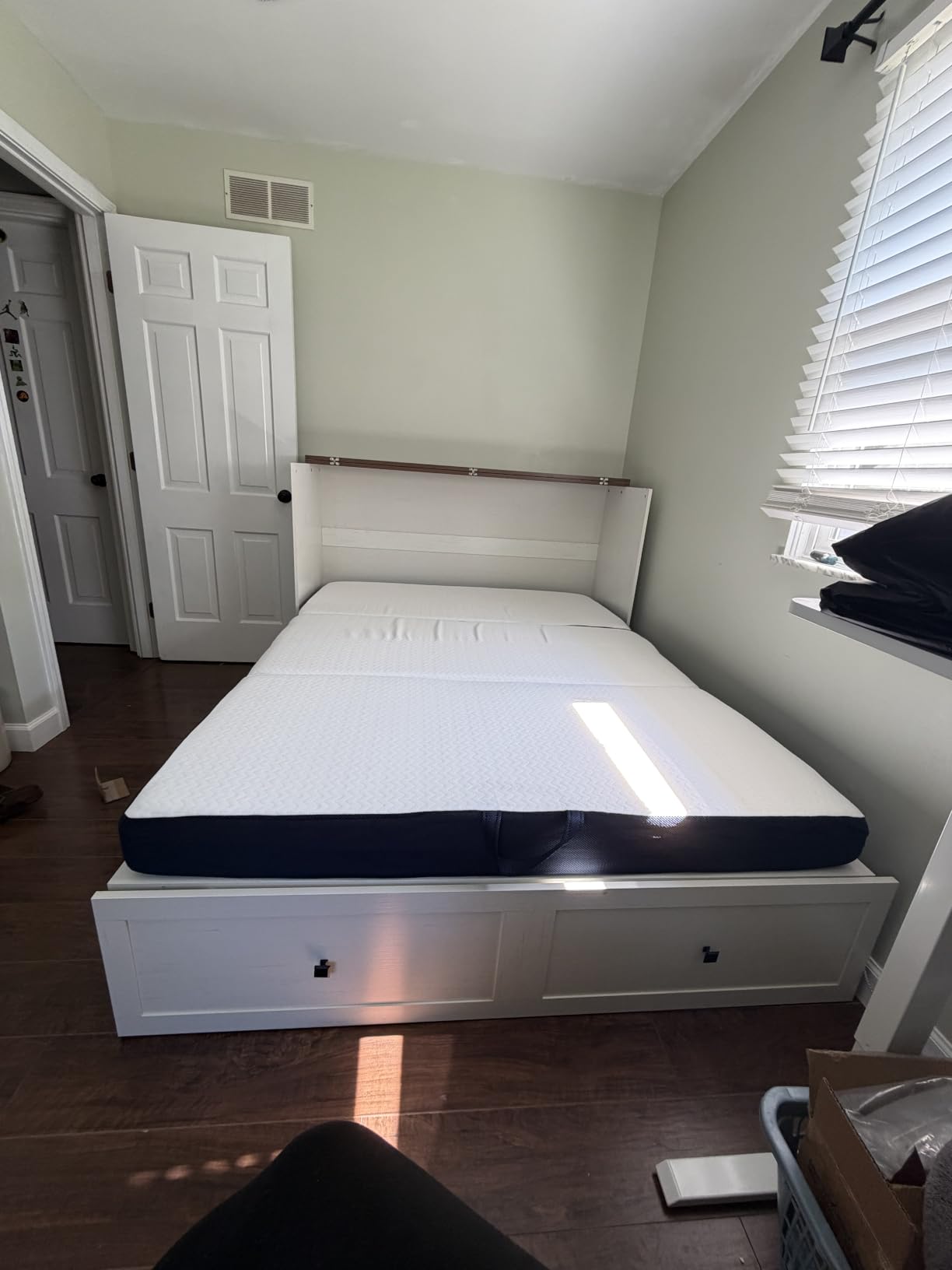 AMERLIFE Queen Murphy Bed with Storage & Charging Station, Farmhouse Murphy Cabinet with Foldable Panel, Noisy Free, for Living Room, Guest Bedroom, Office, Rustic Grey customer photo 2