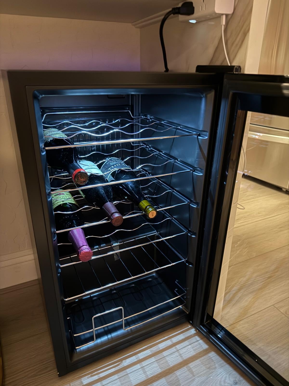 BODEGA 24 Inch Dual Zone Wine Fridge, 46 Bottle Built-in Wine Cooler with Compressor Cooling, Double-Layer UV Glass Door, Digital Thermostat & ≤35dB Quiet – Freestanding Fridge for Home Kitchen Bar customer photo 1