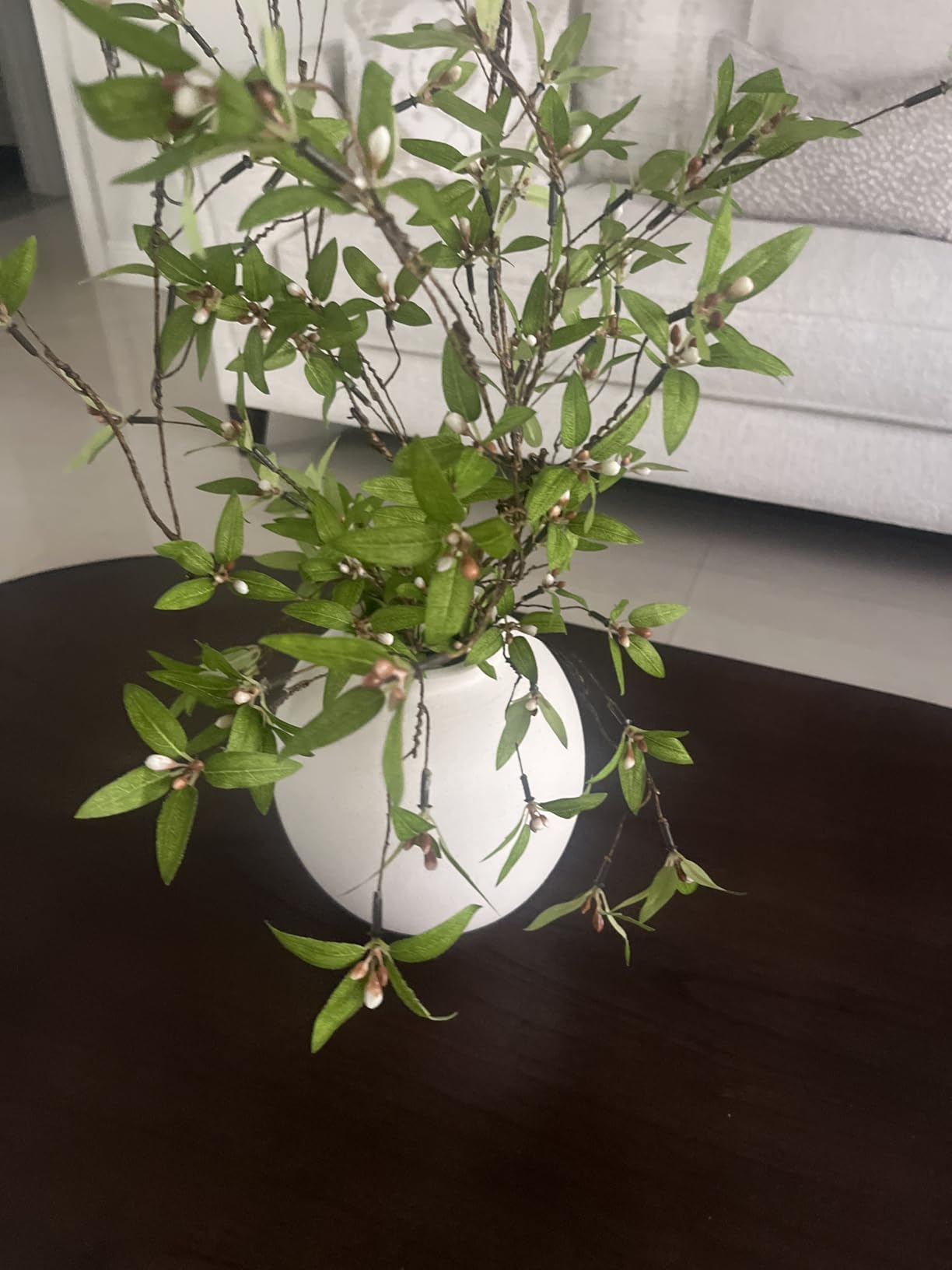 Large White Ceramic Vase - 9.8 Inch Rustic Farmhouse Flower Vase for Home Decor, Minimalist Tall Vases for Living Room, Table, Bathroom, Holiday & Weddings (Sandstone White) customer photo 2