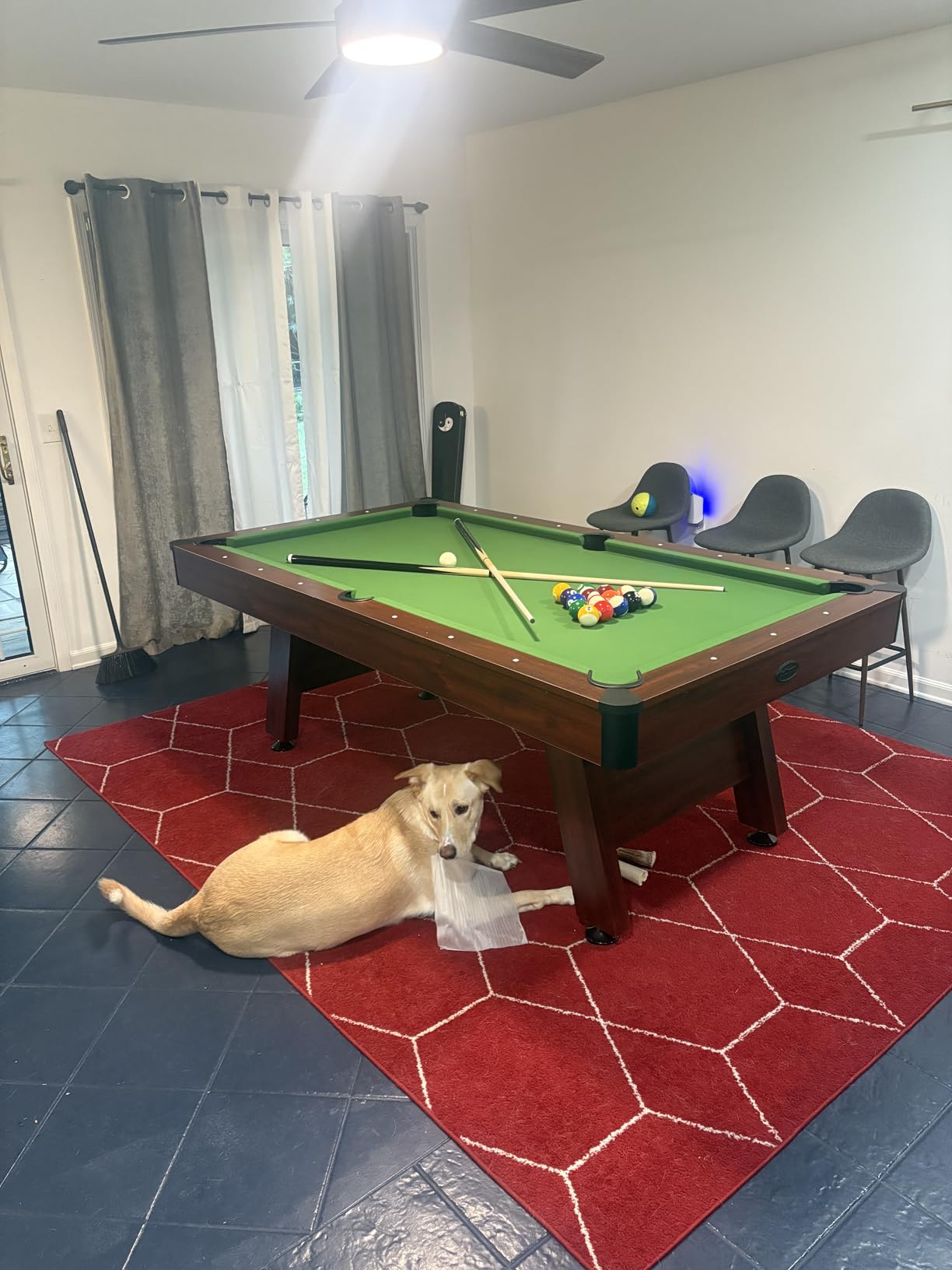 GoSports 7 and 8 ft Pool Tables with Wood Finish - Gray, Black, or Green Felt - Billiards Game Room Table for Adults & Family - Accessories Not Included customer photo 2