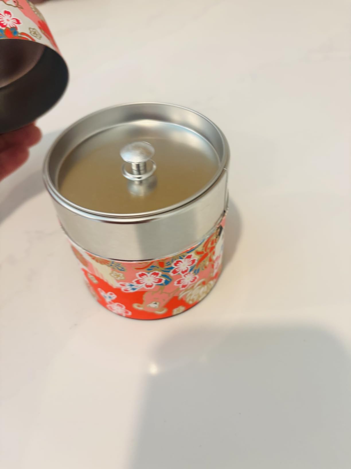 Japanese Pokkan Matcha Coffee Spice Tea Tin Canister Washi Paper Storage with Lid 7.05 oz Capacity (Eto) customer photo 1
