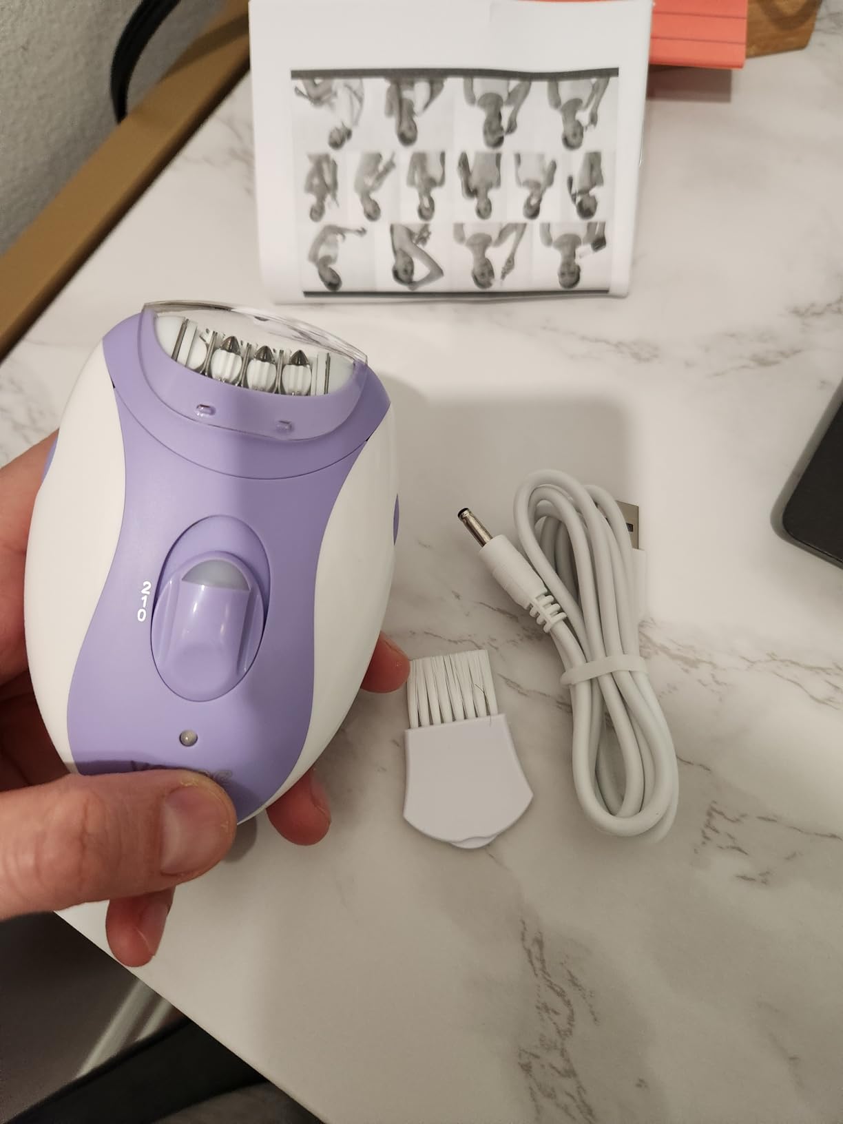 VOGOE Epilators Hair Removal for Women with 21 Tweezers & LED Light, 2 Speeds Cordless Epilator for Women, Electric Hair Removal Epilators Rechargeable for Arms & Legs HR110 (Purple) customer photo 1