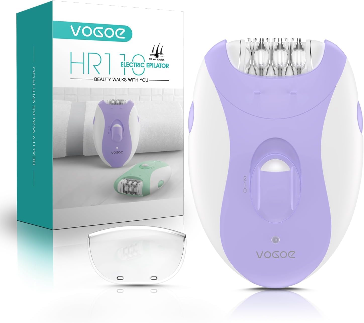 VOGOE Epilators Hair Removal for Women with 21 Tweezers & LED Light, 2 Speeds Cordless Epilator for Women, Electric Hair Removal Epilators Rechargeable for Arms & Legs HR110 (Purple) customer photo 2