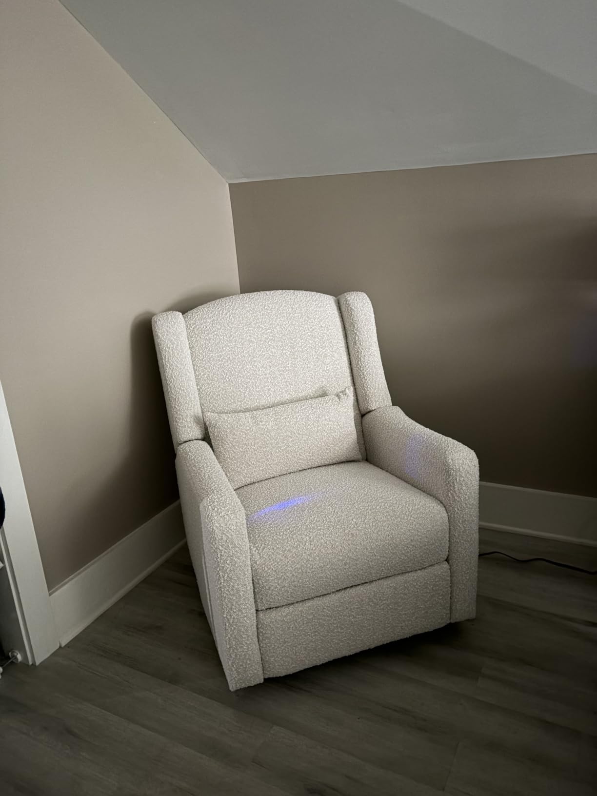 Power Recliner Chair Swivel Glider, Large Nursery Glider, USB, Cream | Boucle Upholstered Swivel Rocker Glider Recliner customer photo 1