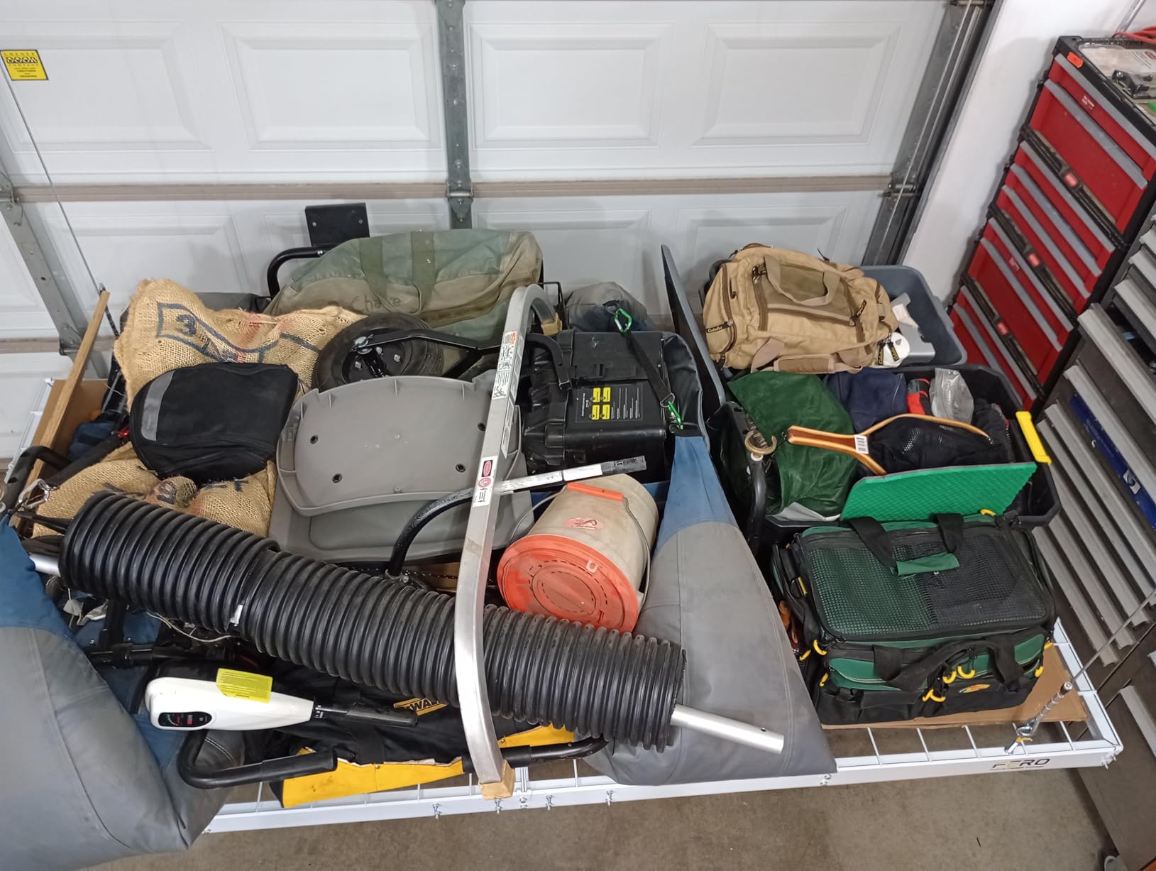 Garage Ceiling Storage Racks - 4x8 FT Overhead Garage Storage Rack with Safety Lock, Heavy-Duty Ceiling Mounted Lift System and Storage Organizer, Ideal for Maximizing Overhead Space, 325 lbs Capacity customer photo 1