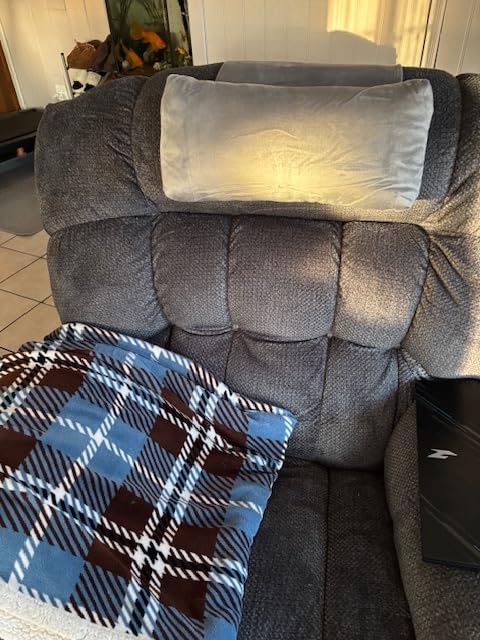 Recliner Headrest Pillow, Adjustable Neck & Head Support Pillow, Soft Velvet Non-Slip Headrest for Recliner, Couch, Chair, Sofa customer photo 1