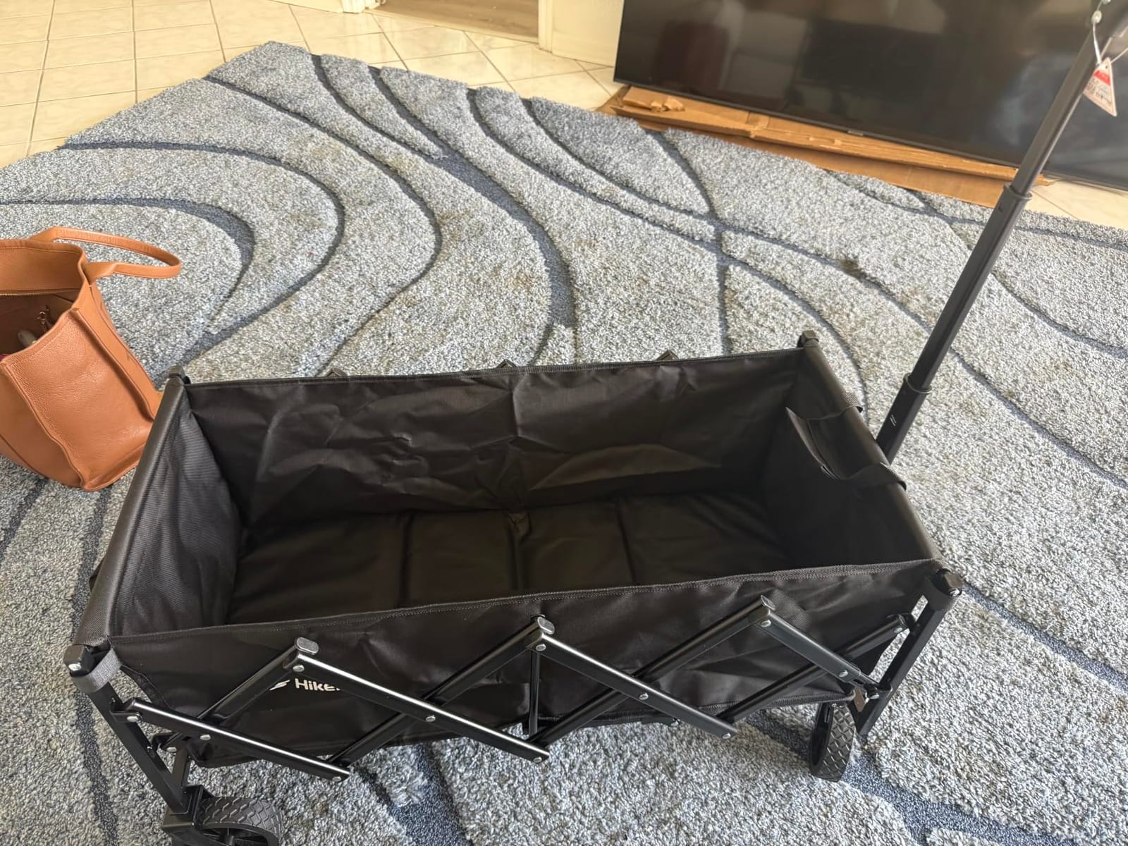 HIKEMOON 34'' Extra Long Folding Portable Wagon Cart, 120L 360LBS Black | Wagons Carts Foldable, Heavy Duty, Collapsible Compact Storage, Utility for Shopping/Grocery/Garden/Camping/Sports customer photo 1