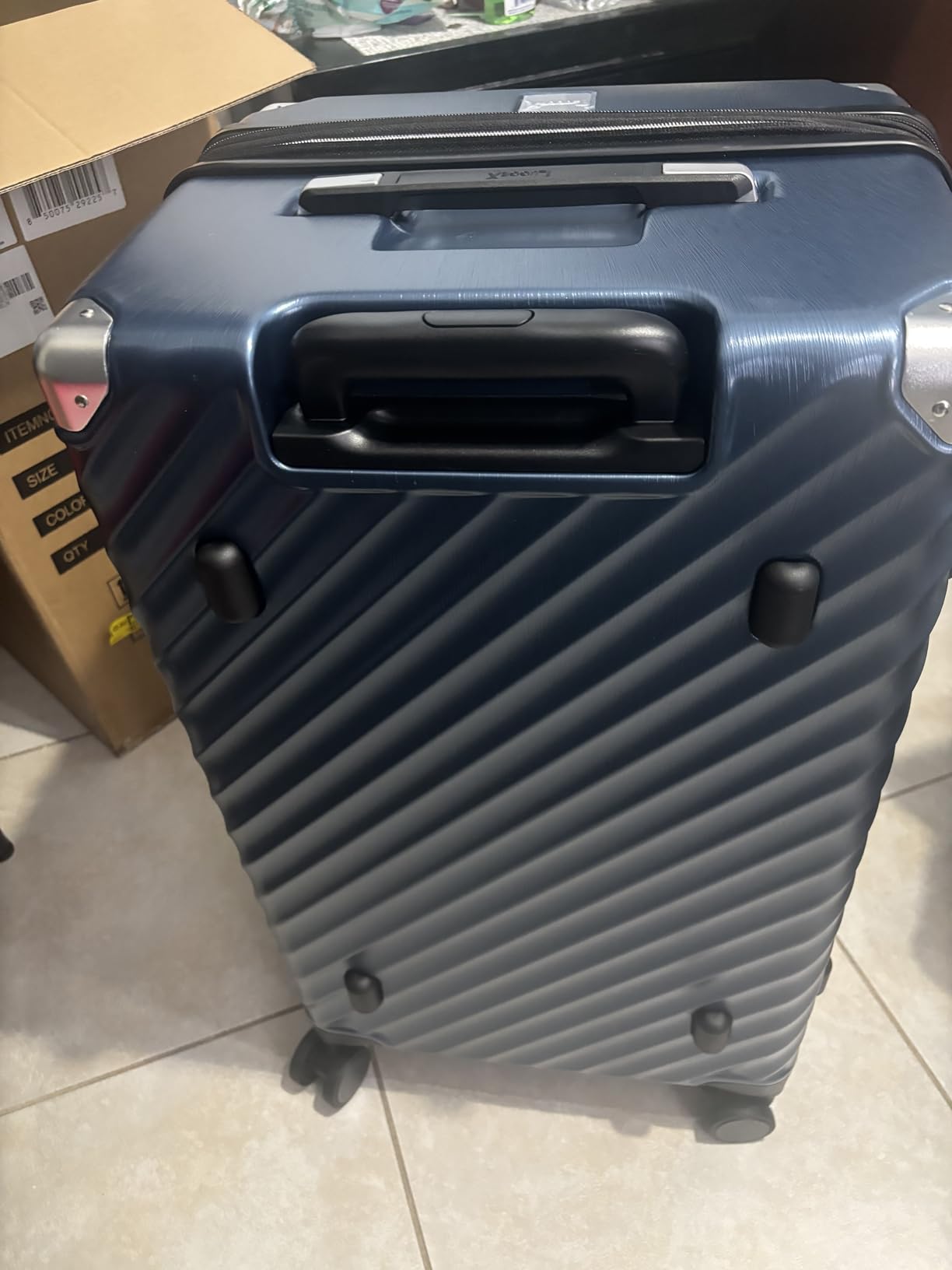LUGGEX Expandable Trunk Checked Suitcase, Blue, 28
