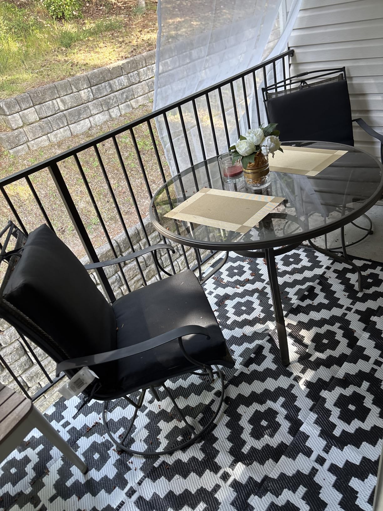 Favoyard Outdoor Rug Black & White 5x8 ft Waterproof Reversible Carpet Mat | Patio Plastic Straw Rugs for Decor Outside Large RV Camping Area Porch Deck Balcony Pool Backyard Picnic Beach Camper Door customer photo 2