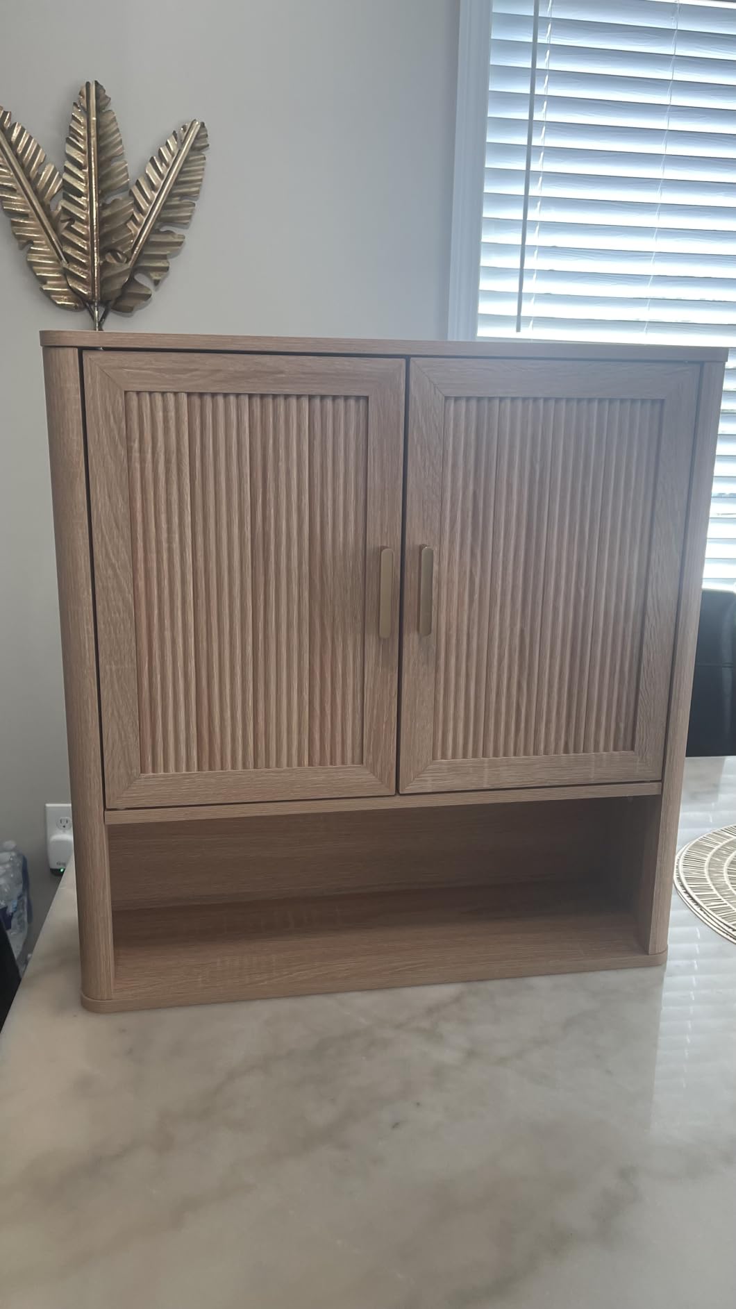 Bathroom Wall Storage Cabinet, Medicine Cabinet with Adjustable Wood Shelf & Doors, Over the Toilet Storage Cabinet Above Toilet Storage for Laundry Room & Living Room Kitchen Storage Islands (Oak) customer photo 2