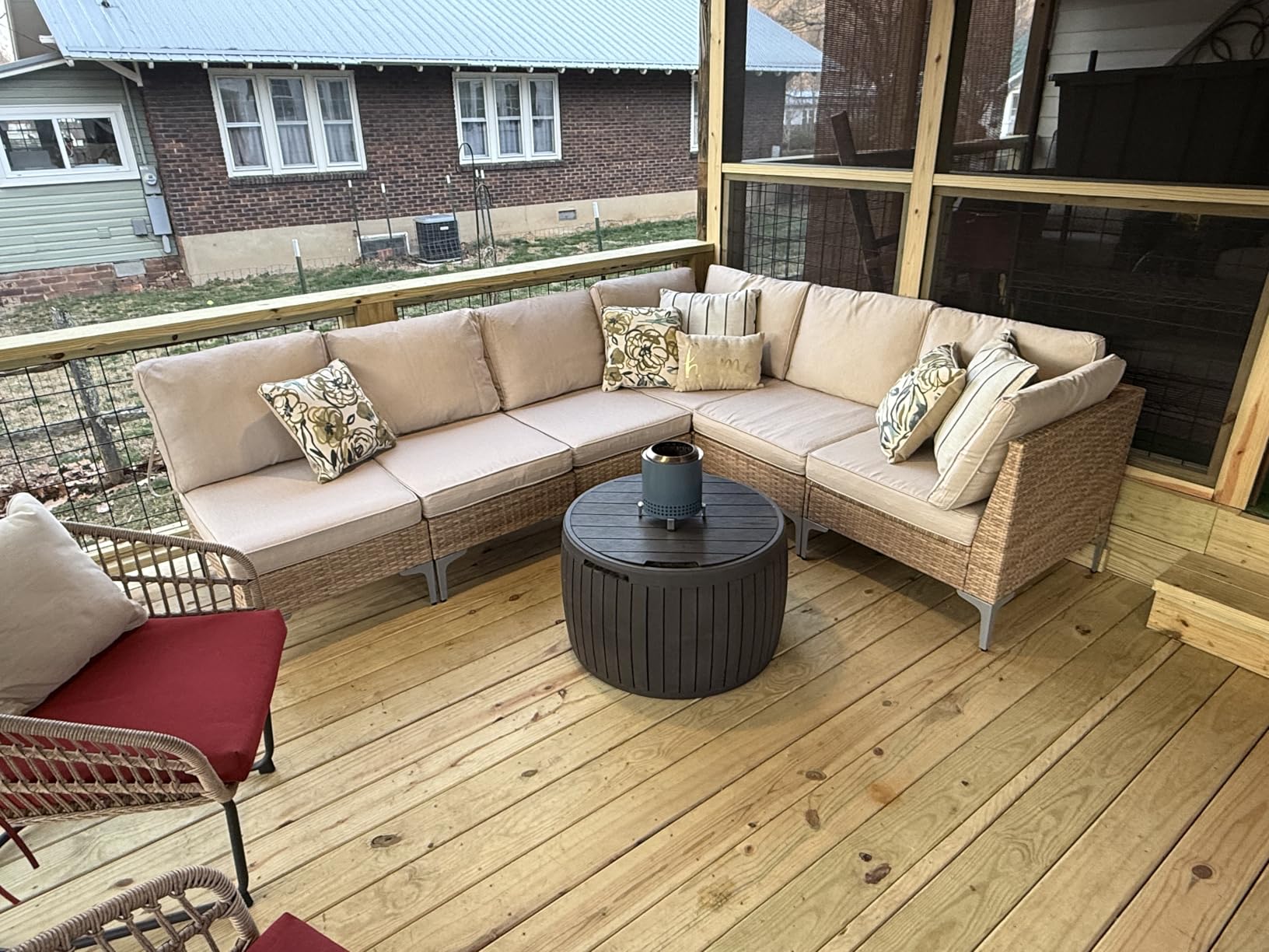 JOYURE 7 Piece Wicker Patio Furniture Set, Outdoor Conversation Sectional Sofa w/Coffee Table, All-Weather Outdoor Sofa with Thick and Anti-Slip Cushions for Deck, Poolside, Garden, Beige customer photo 1
