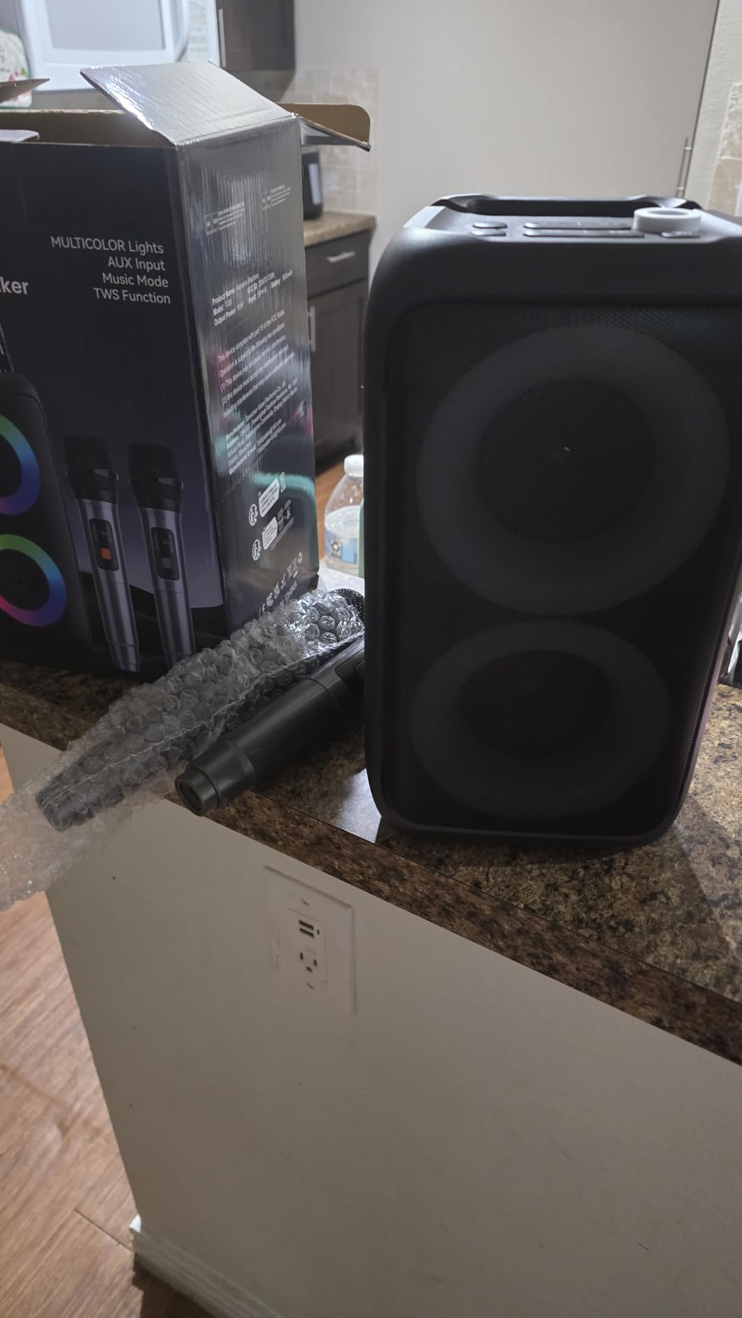 Karaoke Machine for Adults Kids, Portable Bluetooth Speaker with 2 Wireless Microphones | Dual Powerful Speakers, TWS, LED Light, 10H Battery PA System, USB TF AUX, Home Party Outdoor Camping Birthday Gifts customer photo 1