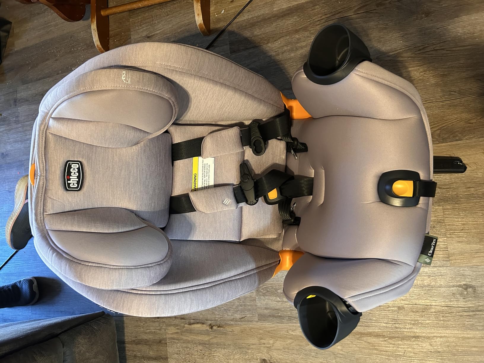 Chicco OneFit LX All-in-One Convertible Booster Car Seat, 5-100 lbs | Lupine color, flame retardant-free ClearTex, GREENGUARD Gold, LeverLock install, slim toddler car seat, ASIP customer photo 1