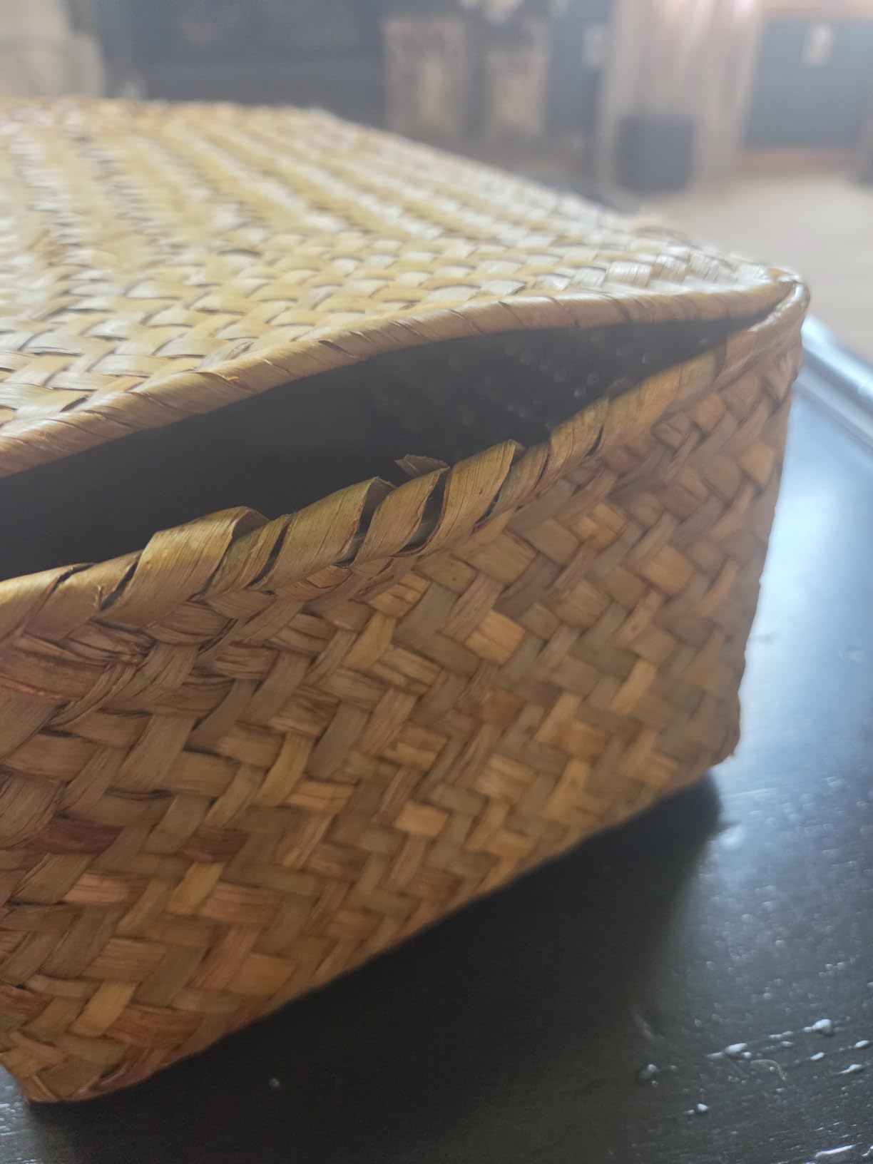 Nonam Wicker Storage Basket with Lid, Seagrass Shelf Basket Set of 3, Natural | Wicker Basket Container for Organizing, Boho Decorative Basket, Rectangular Household Storage Boxes for Home Organization customer photo 2